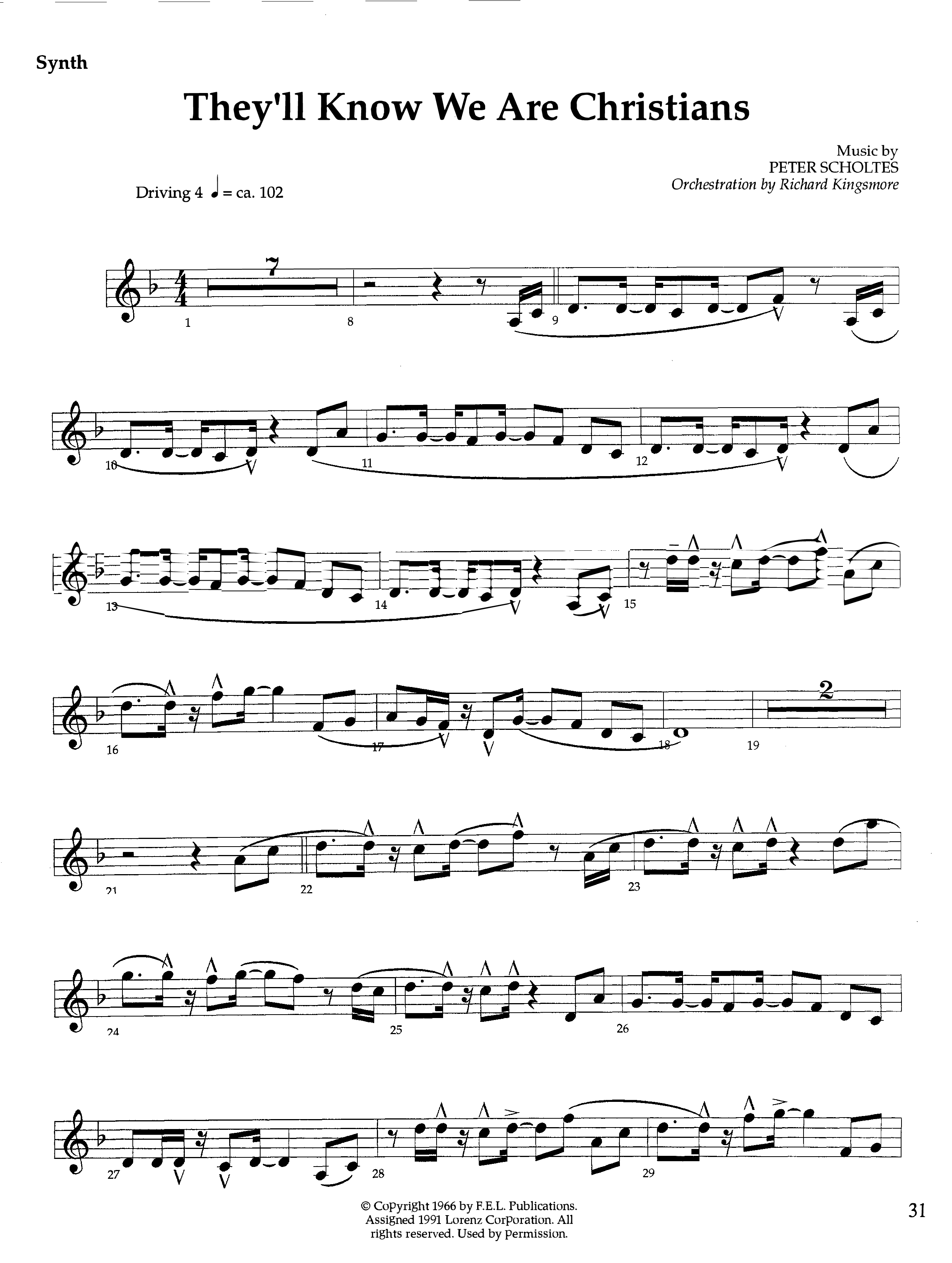 They'll Know We Our Christians (Instrumental) Synth (Lifeway Worship / Orch. Richard Kingsmore)