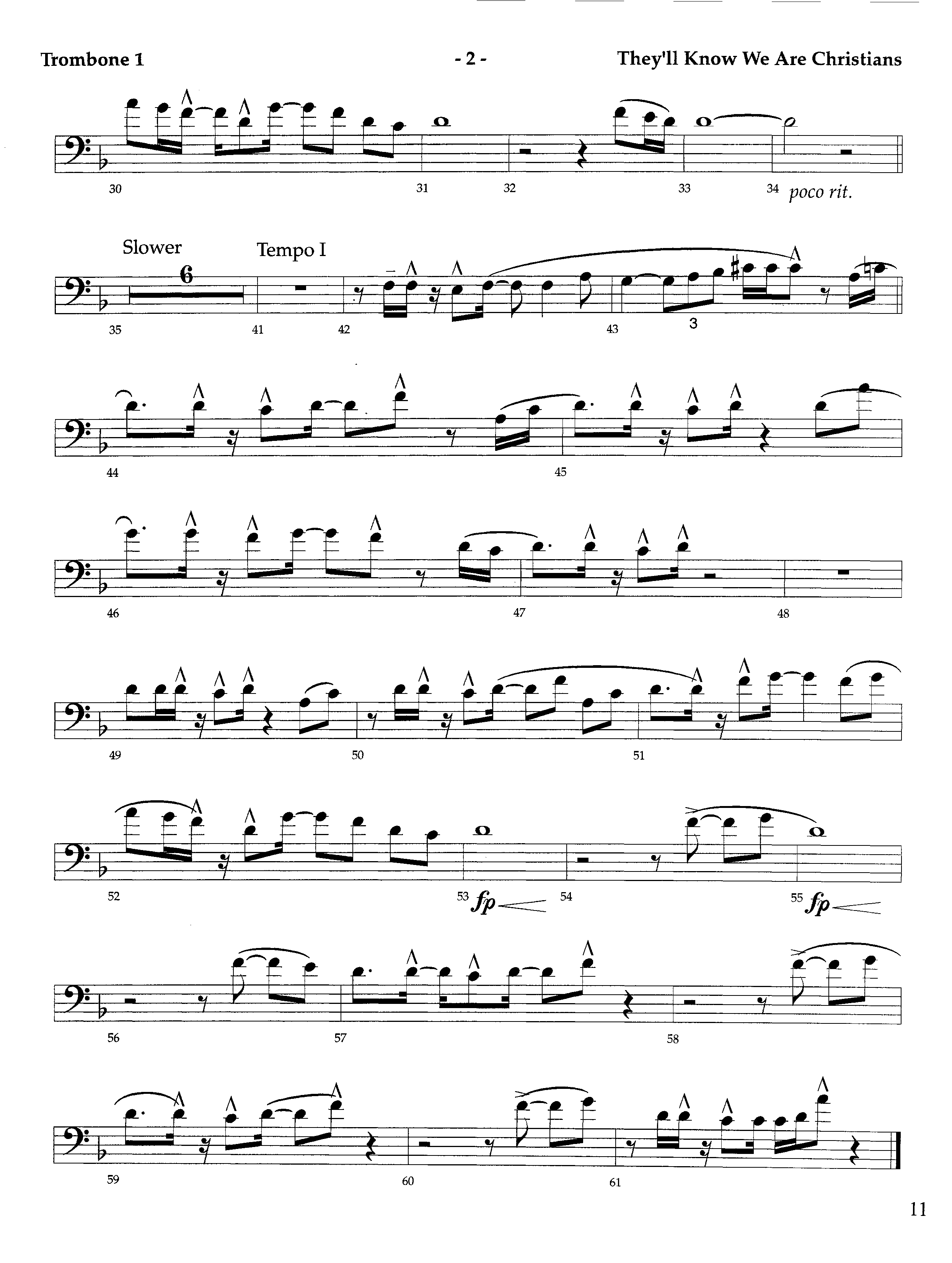 They'll Know We Our Christians (Instrumental) Trombone 1 (Lifeway Worship / Orch. Richard Kingsmore)