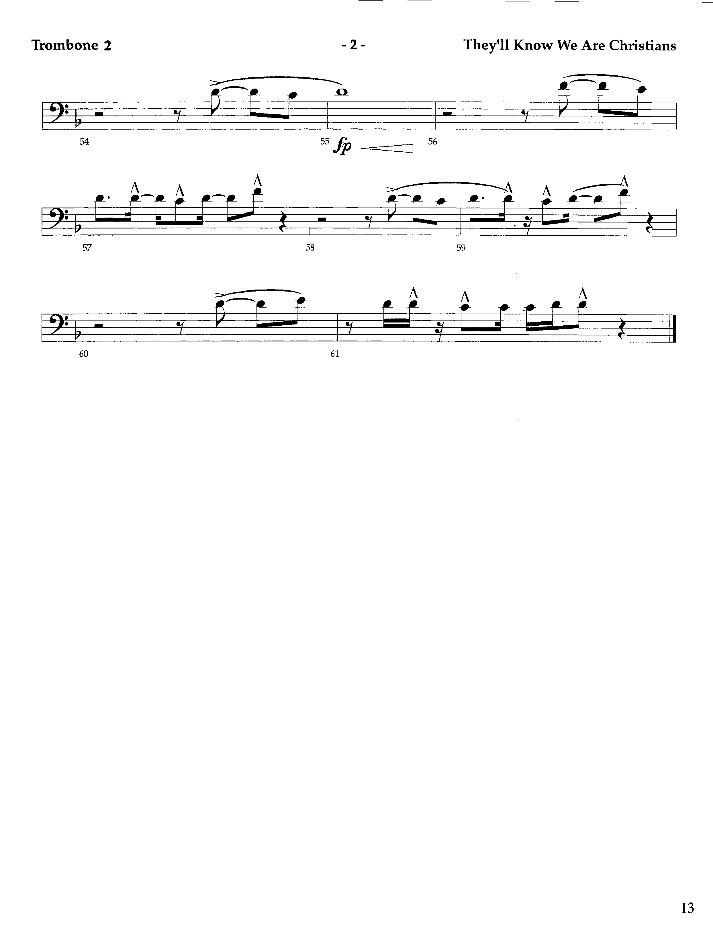 They'll Know We Our Christians (Instrumental) Trombone 2 (Lifeway Worship / Orch. Richard Kingsmore)