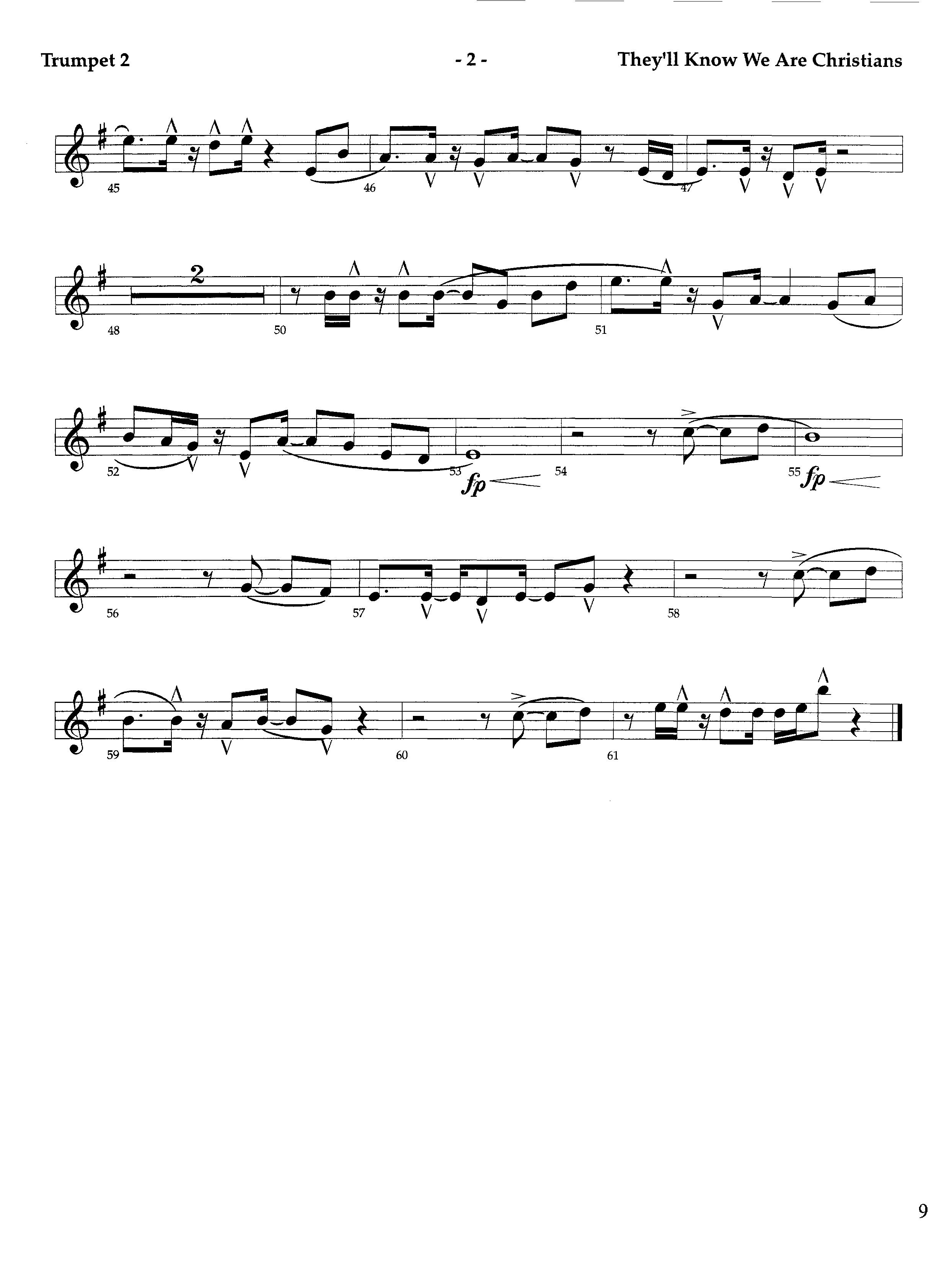 They'll Know We Our Christians (Instrumental) Trumpet 2 (Lifeway Worship / Orch. Richard Kingsmore)