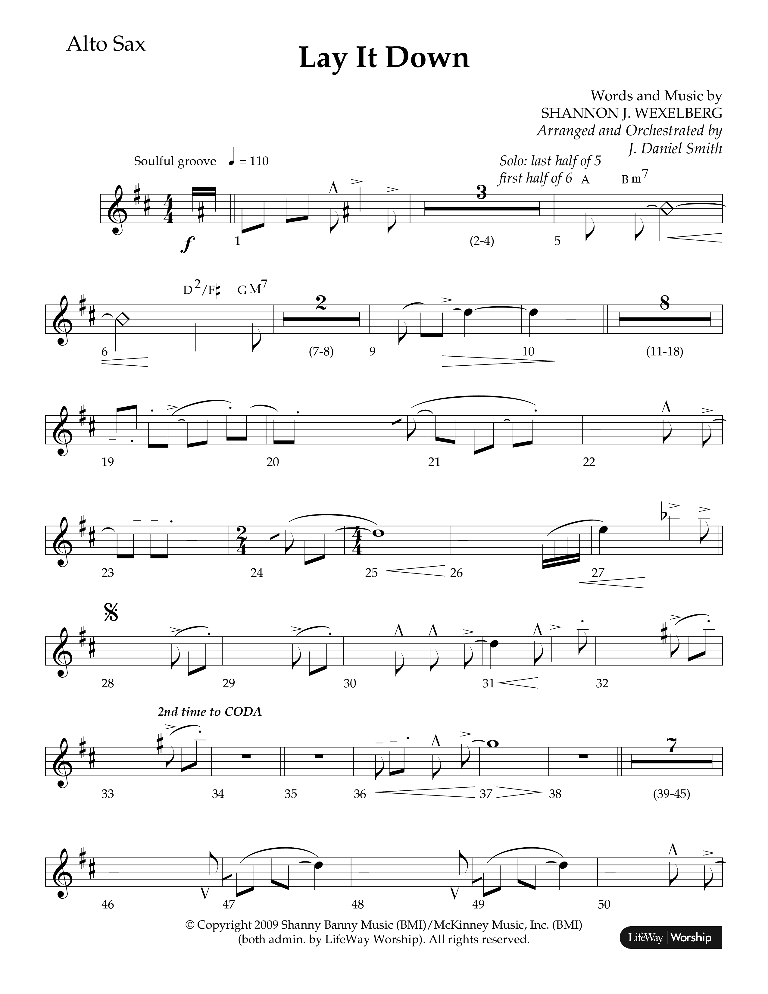 Lay It Down (Choral Anthem SATB) Alto Sax (Lifeway Choral / Arr. J. Daniel Smith)