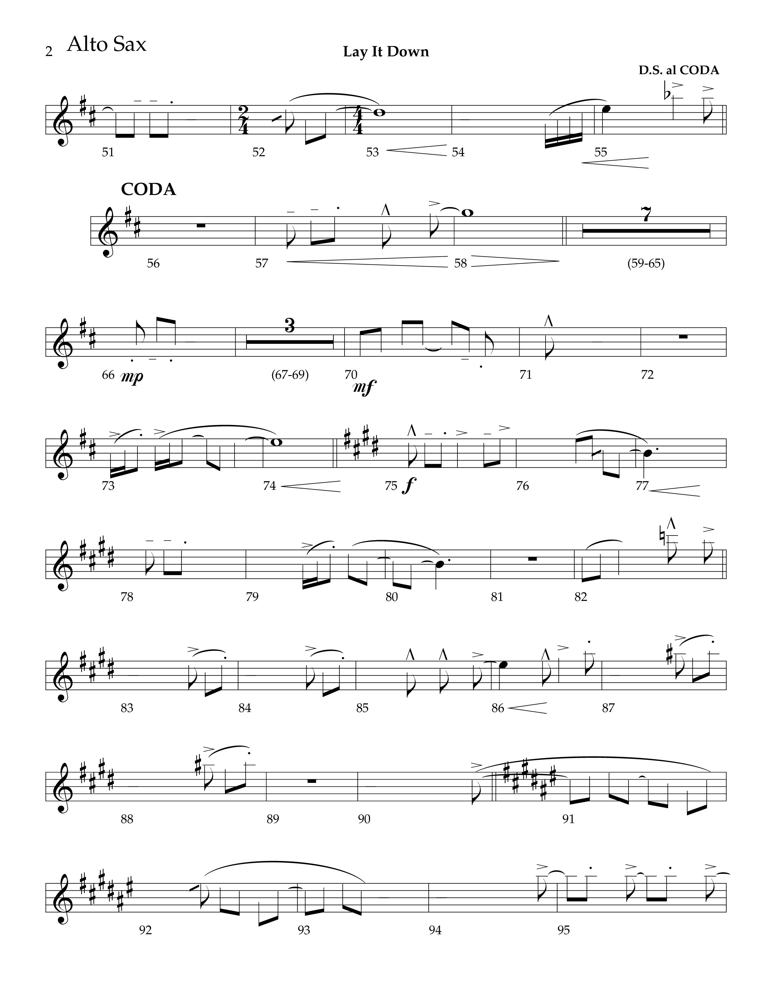Lay It Down (Choral Anthem SATB) Alto Sax (Lifeway Choral / Arr. J. Daniel Smith)