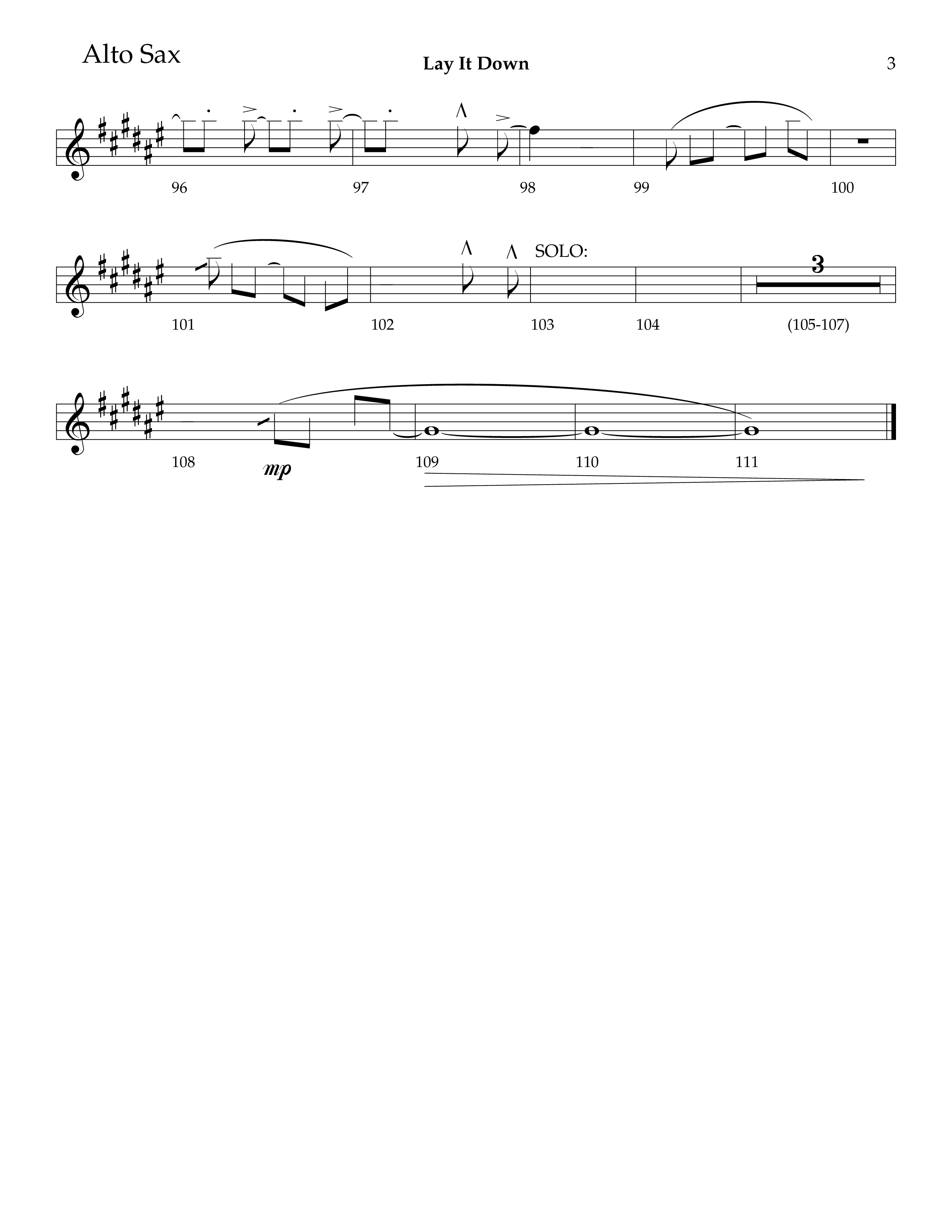 Lay It Down (Choral Anthem SATB) Alto Sax (Lifeway Choral / Arr. J. Daniel Smith)