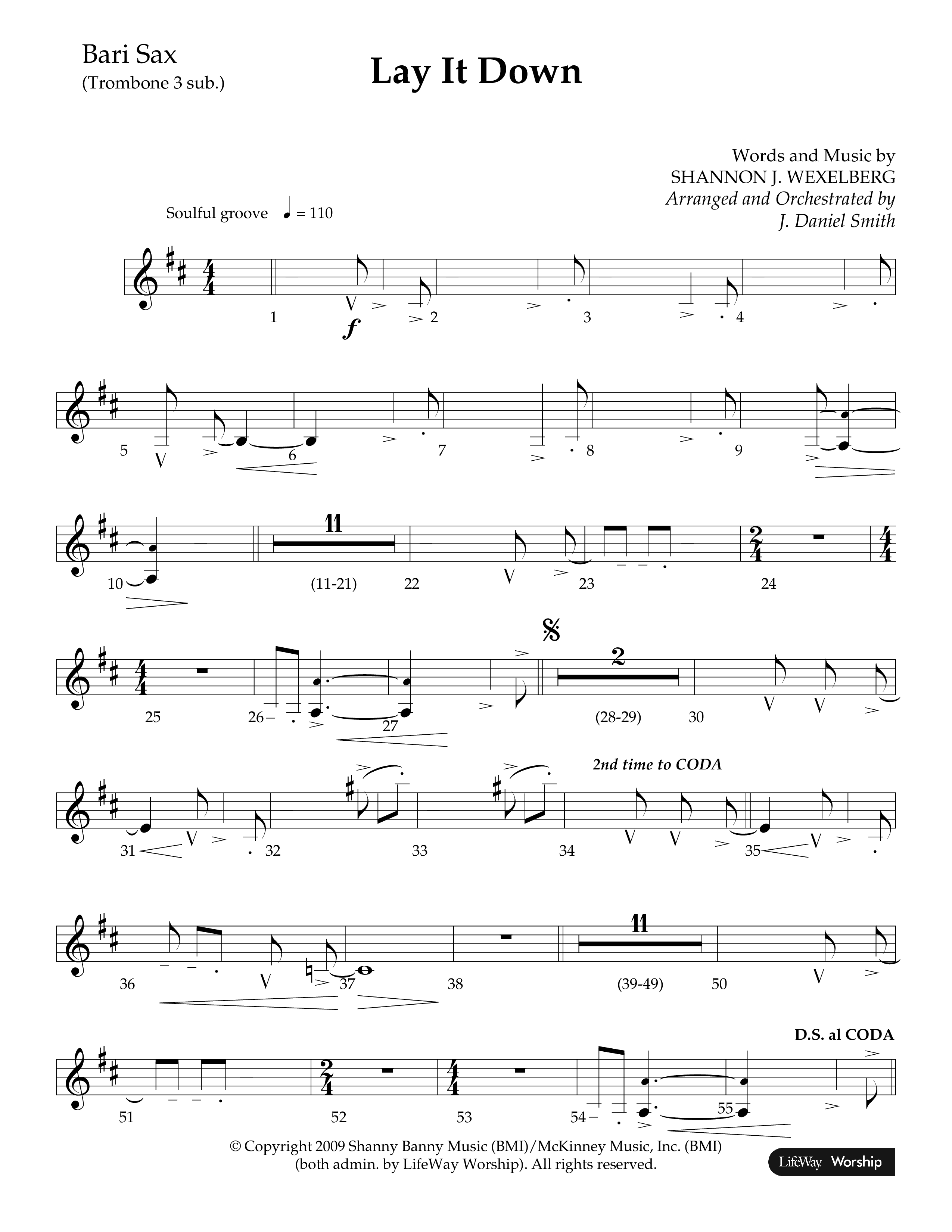 Lay It Down (Choral Anthem SATB) Bari Sax (Lifeway Choral / Arr. J. Daniel Smith)
