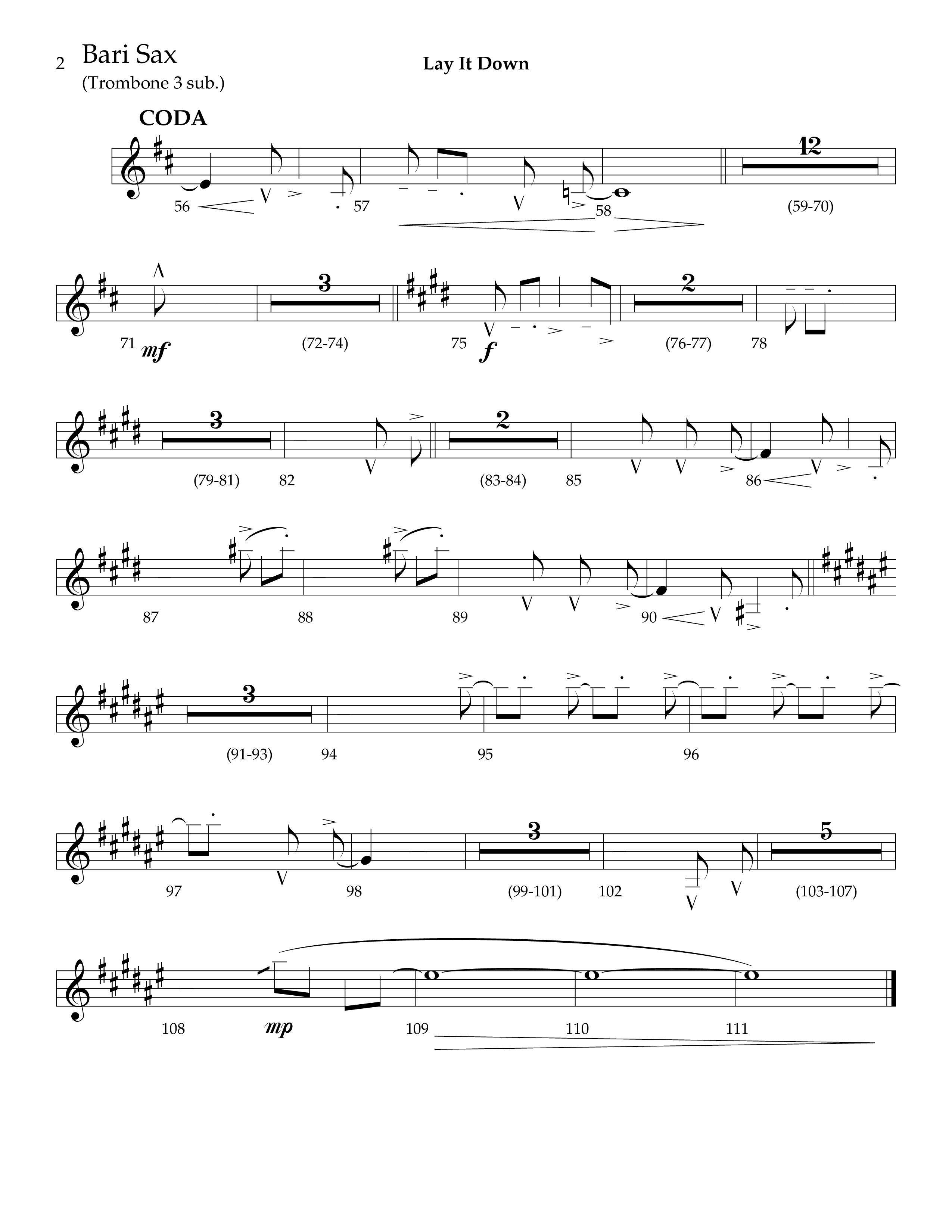 Lay It Down (Choral Anthem SATB) Bari Sax (Lifeway Choral / Arr. J. Daniel Smith)