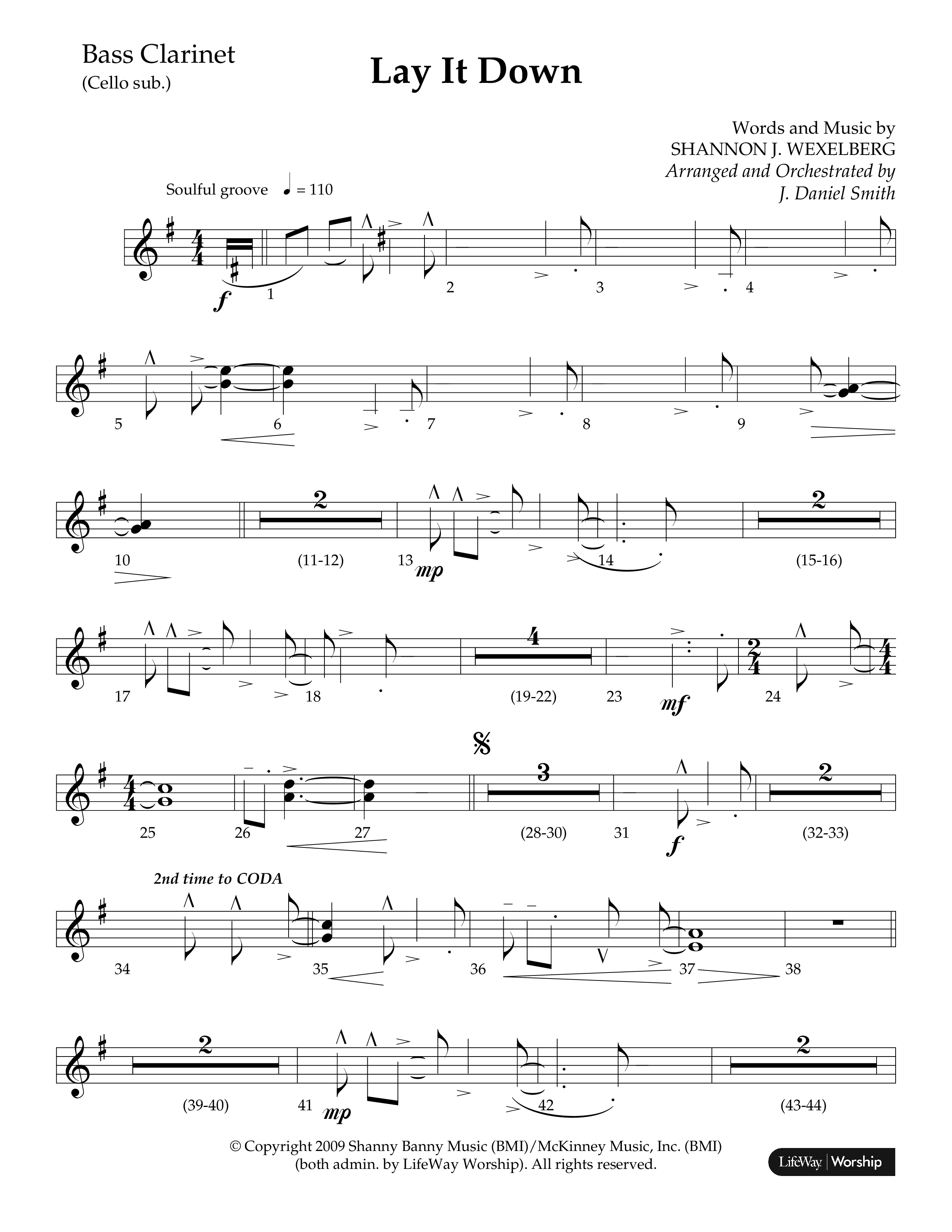 Lay It Down (Choral Anthem SATB) Bass Clarinet (Lifeway Choral / Arr. J. Daniel Smith)