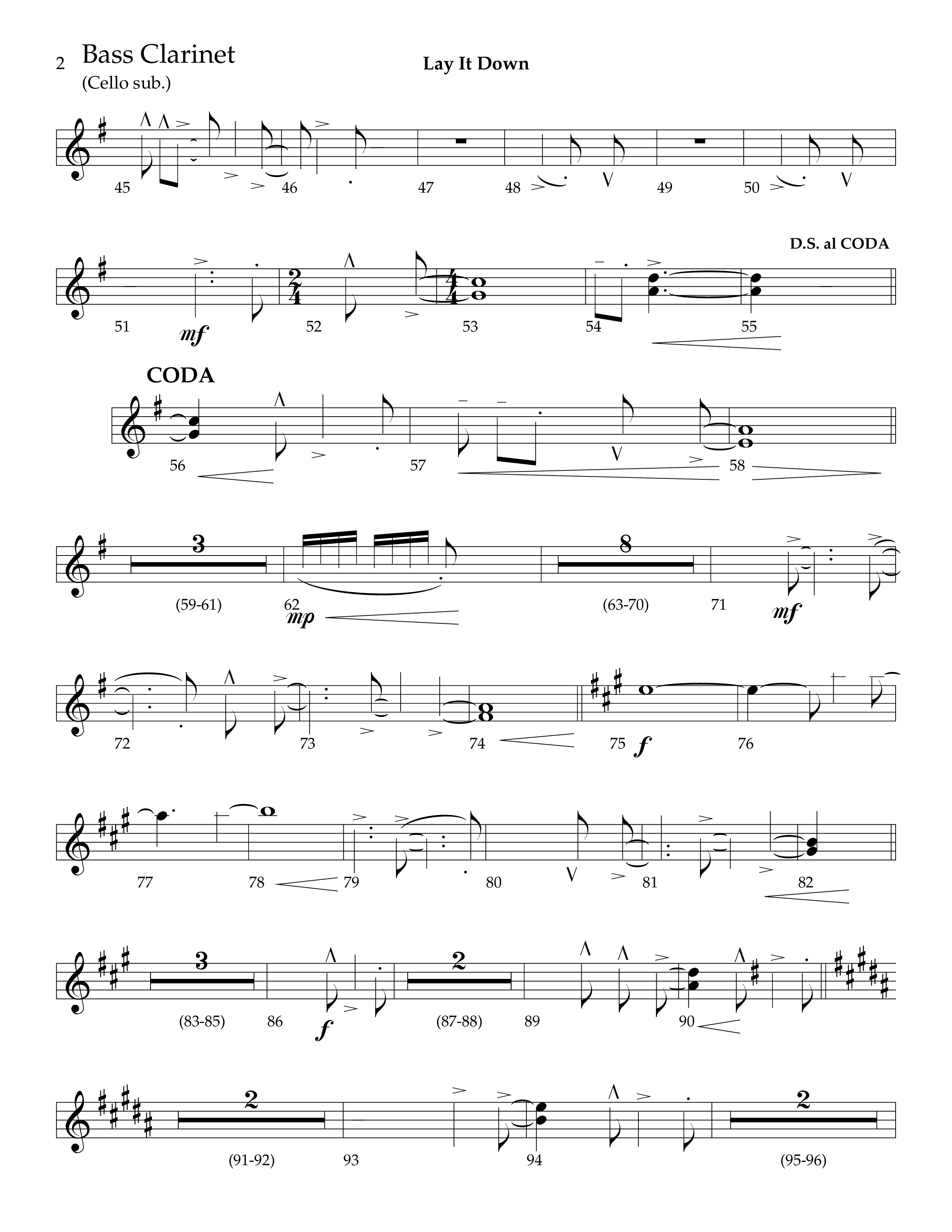 Lay It Down (Choral Anthem SATB) Bass Clarinet (Lifeway Choral / Arr. J. Daniel Smith)