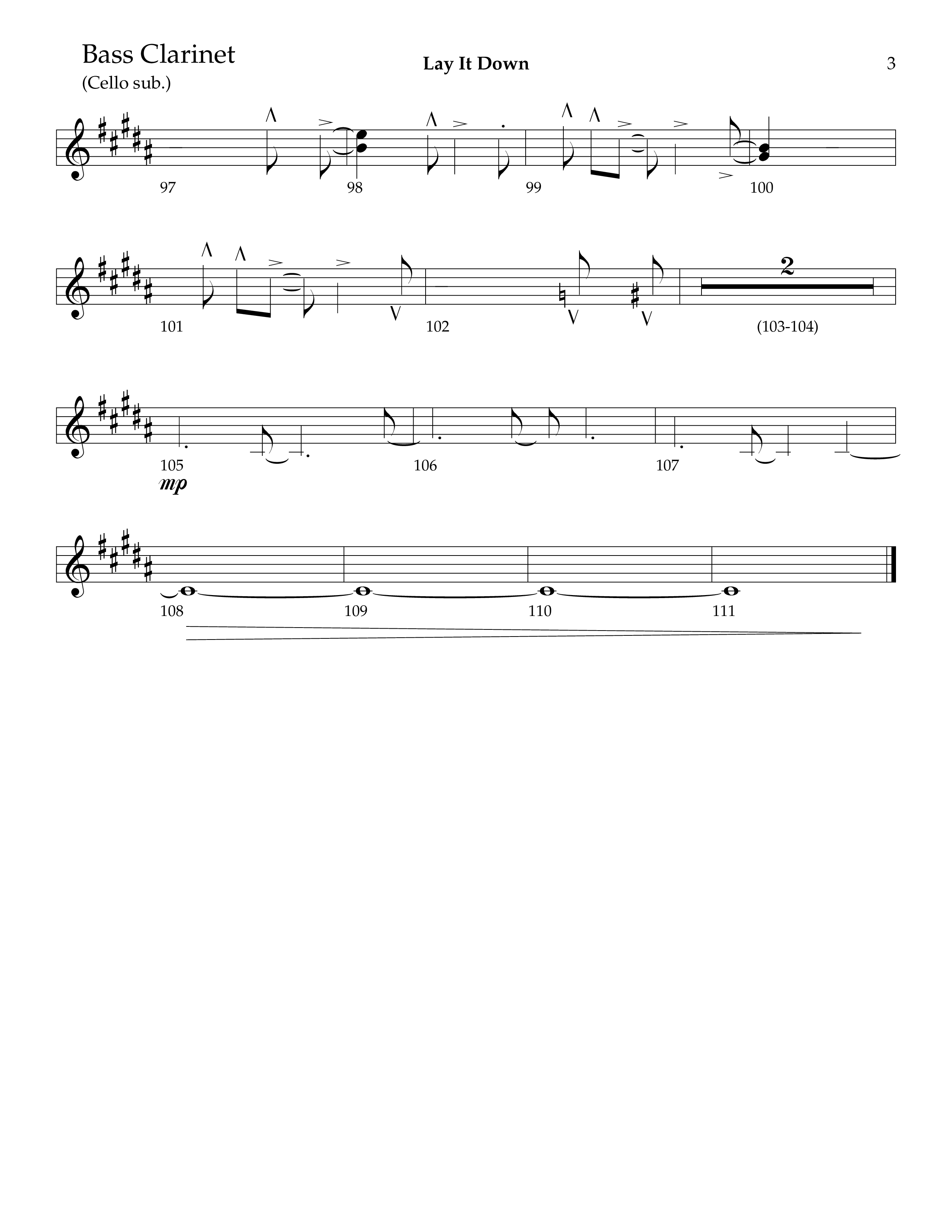 Lay It Down (Choral Anthem SATB) Bass Clarinet (Lifeway Choral / Arr. J. Daniel Smith)