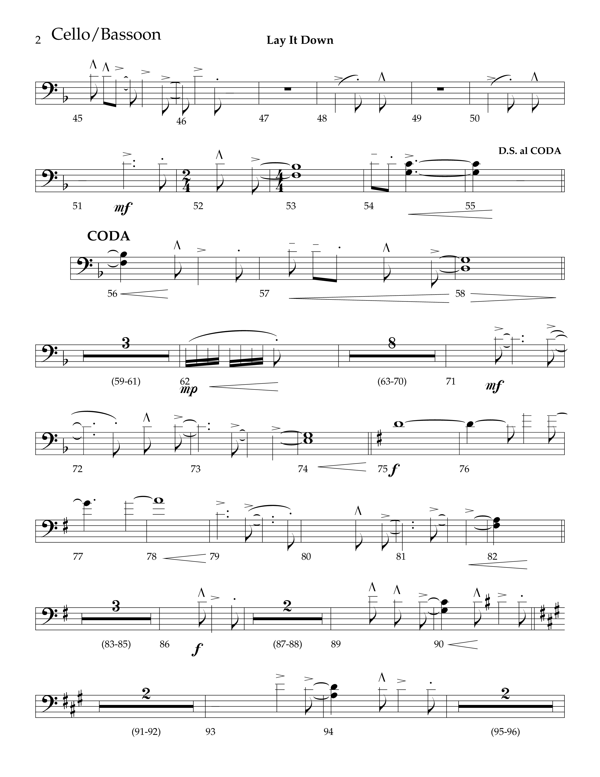 Lay It Down (Choral Anthem SATB) Cello (Lifeway Choral / Arr. J. Daniel Smith)