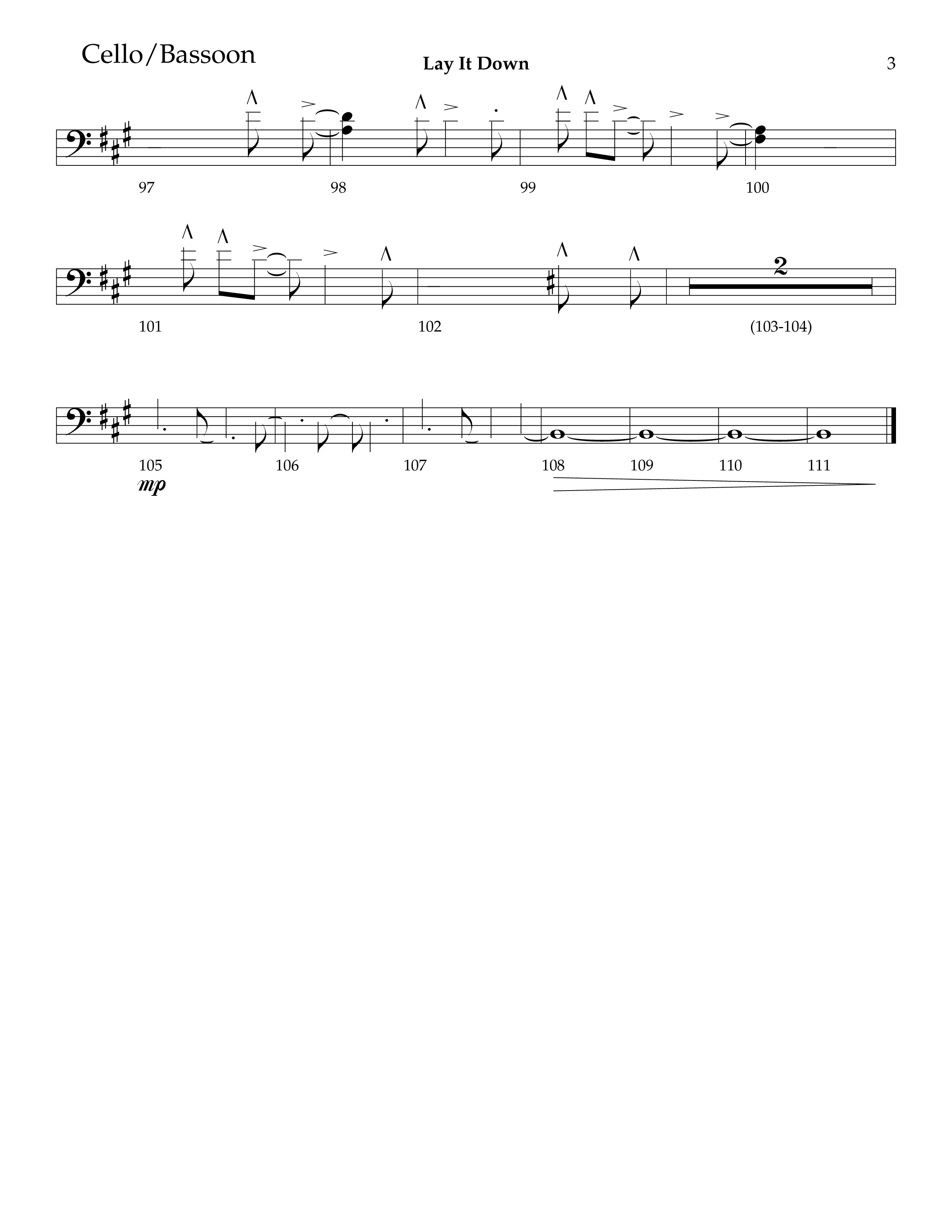 Lay It Down (Choral Anthem SATB) Cello (Lifeway Choral / Arr. J. Daniel Smith)