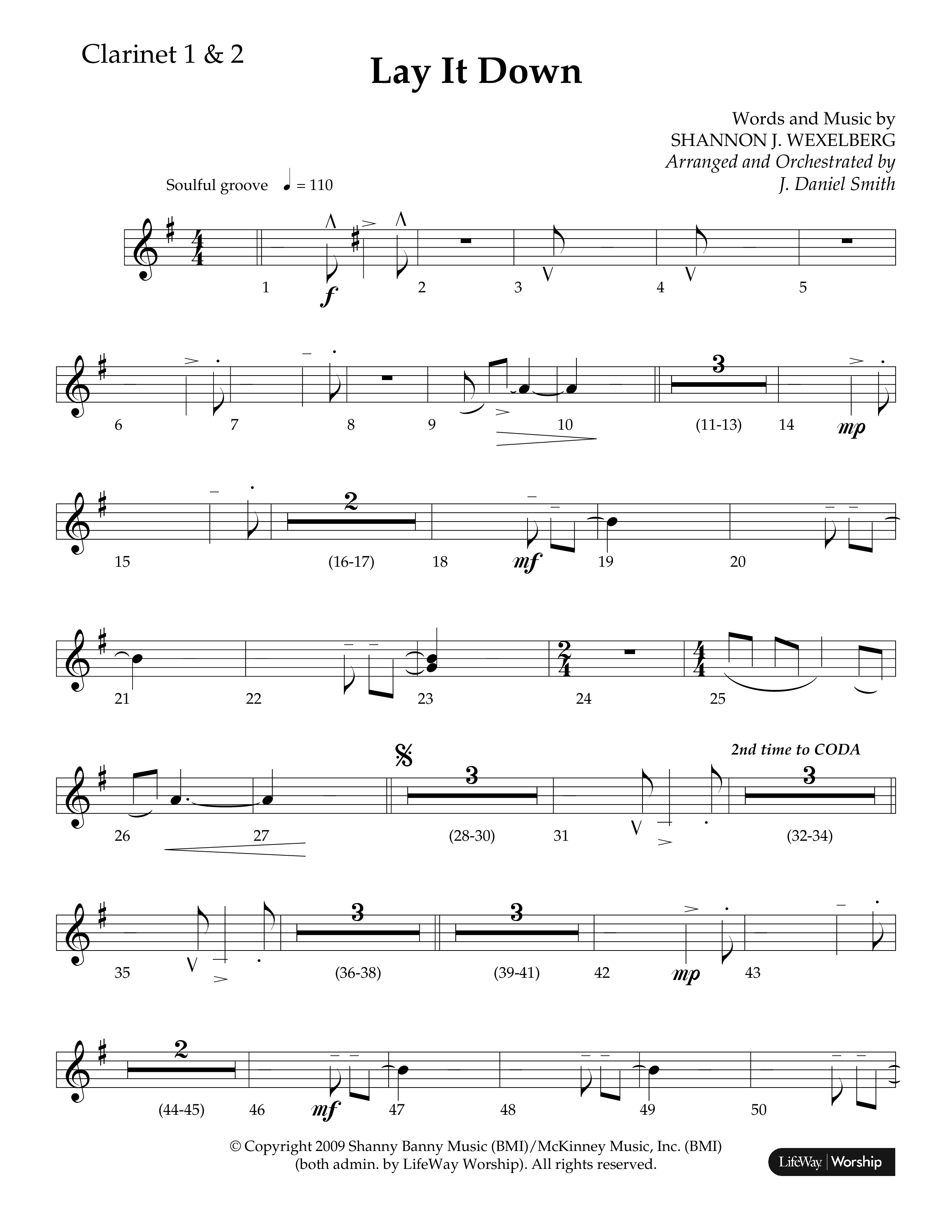 Lay It Down (Choral Anthem SATB) Clarinet 1/2 (Lifeway Choral / Arr. J. Daniel Smith)