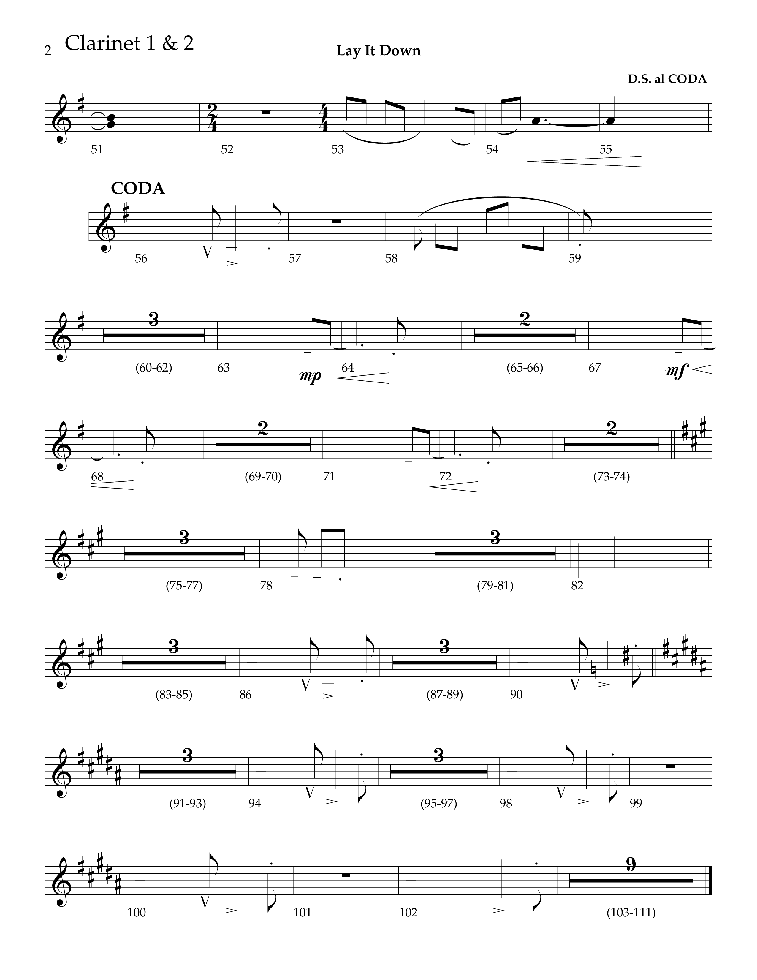 Lay It Down (Choral Anthem SATB) Clarinet 1/2 (Lifeway Choral / Arr. J. Daniel Smith)