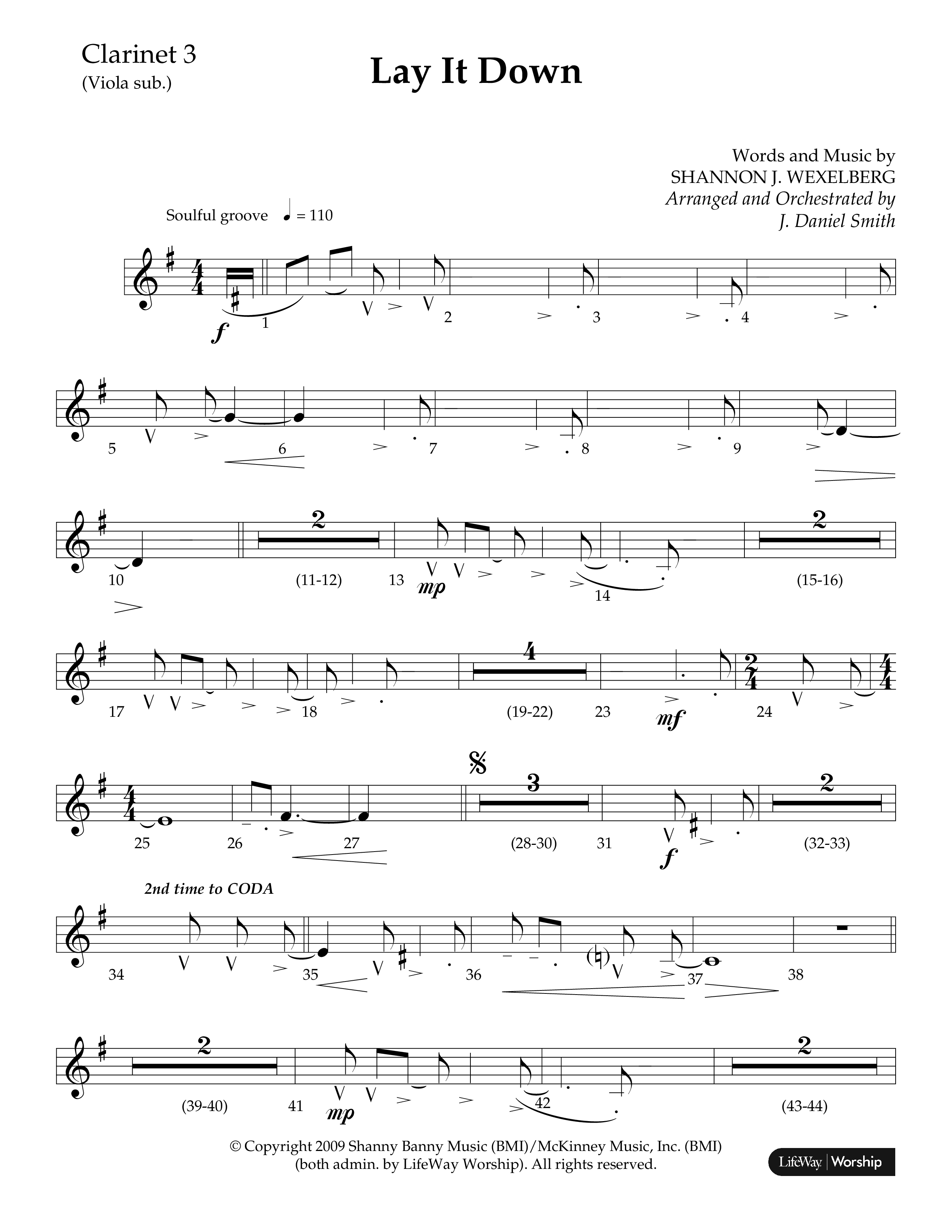 Lay It Down (Choral Anthem SATB) Clarinet 3 (Lifeway Choral / Arr. J. Daniel Smith)