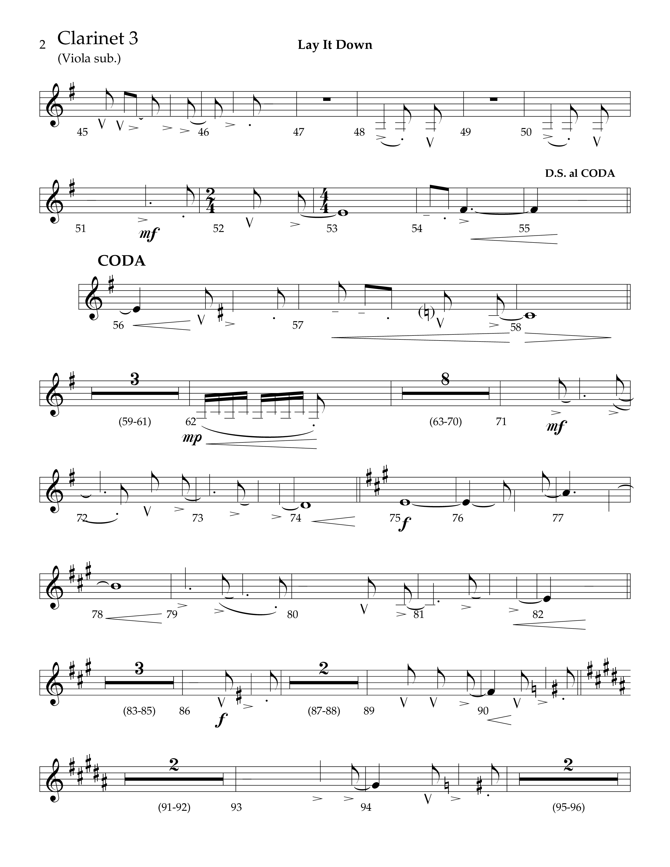 Lay It Down (Choral Anthem SATB) Clarinet 3 (Lifeway Choral / Arr. J. Daniel Smith)