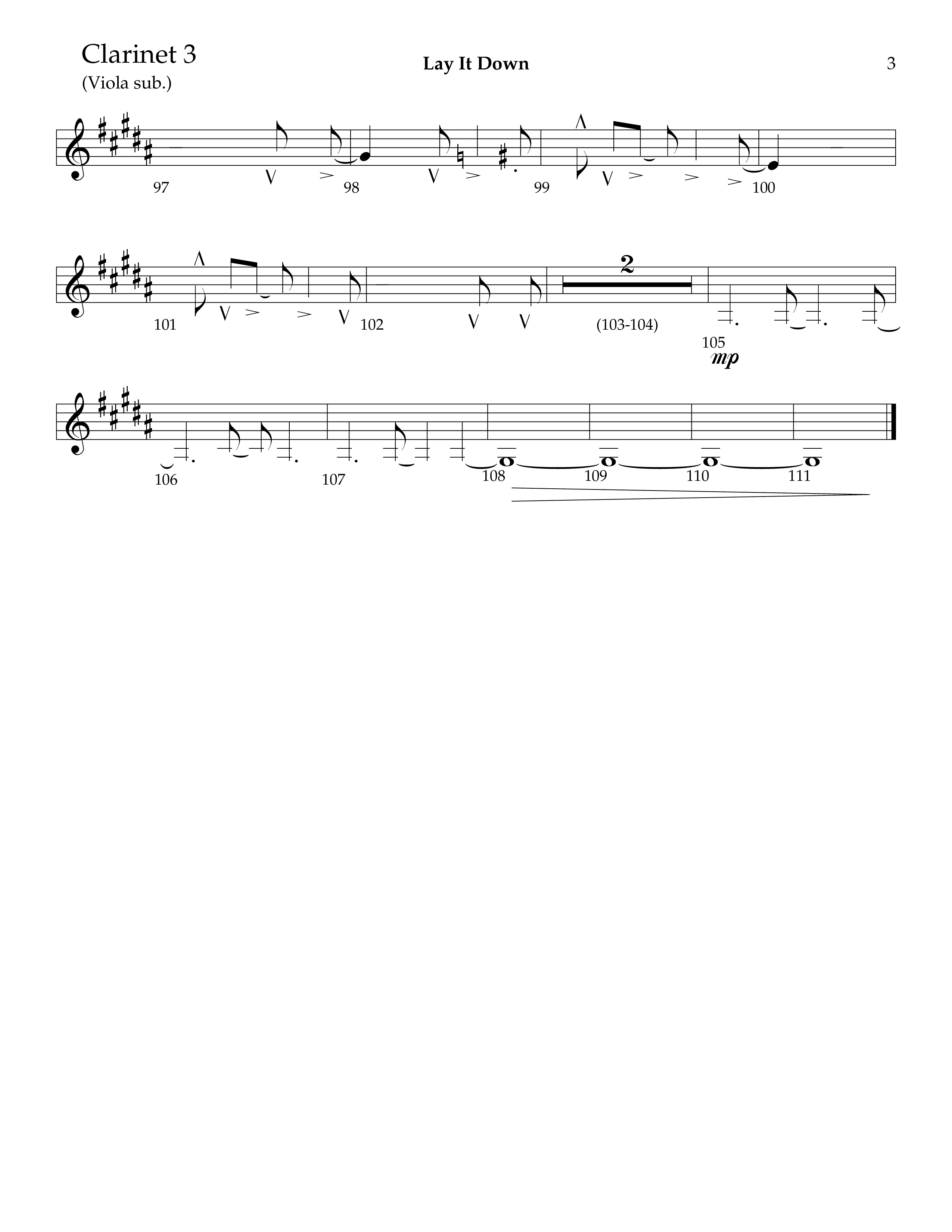 Lay It Down (Choral Anthem SATB) Clarinet 3 (Lifeway Choral / Arr. J. Daniel Smith)