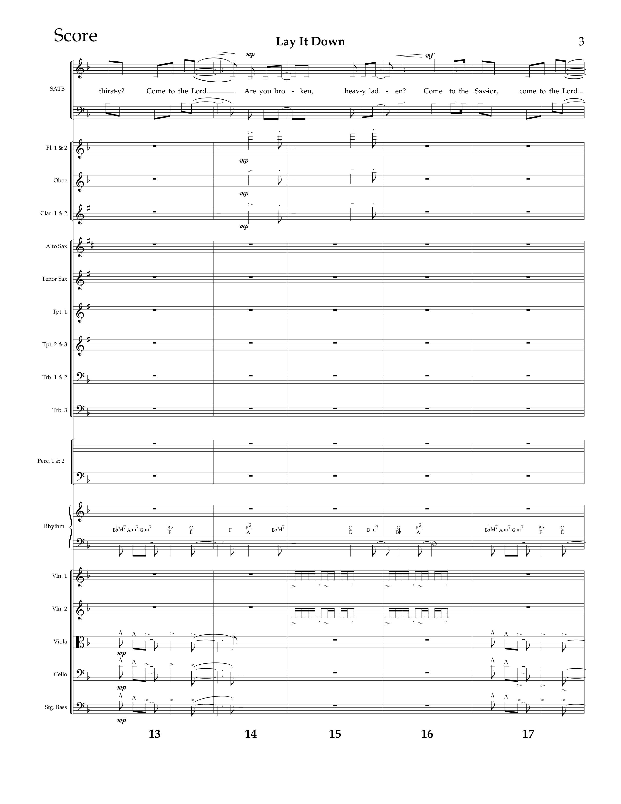 Lay It Down (Choral Anthem SATB) Orchestration (Lifeway Choral / Arr. J. Daniel Smith)