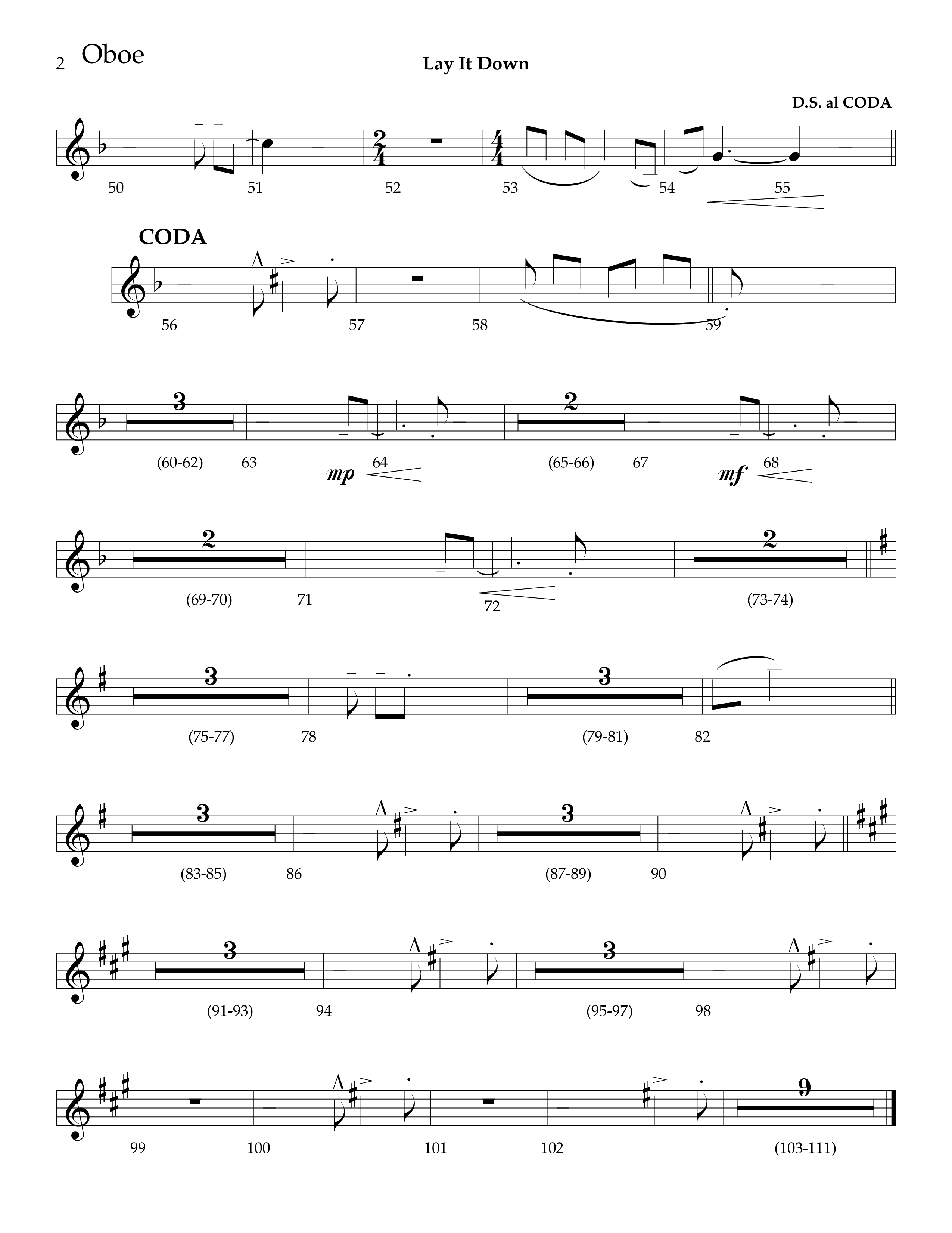 Lay It Down (Choral Anthem SATB) Oboe (Lifeway Choral / Arr. J. Daniel Smith)