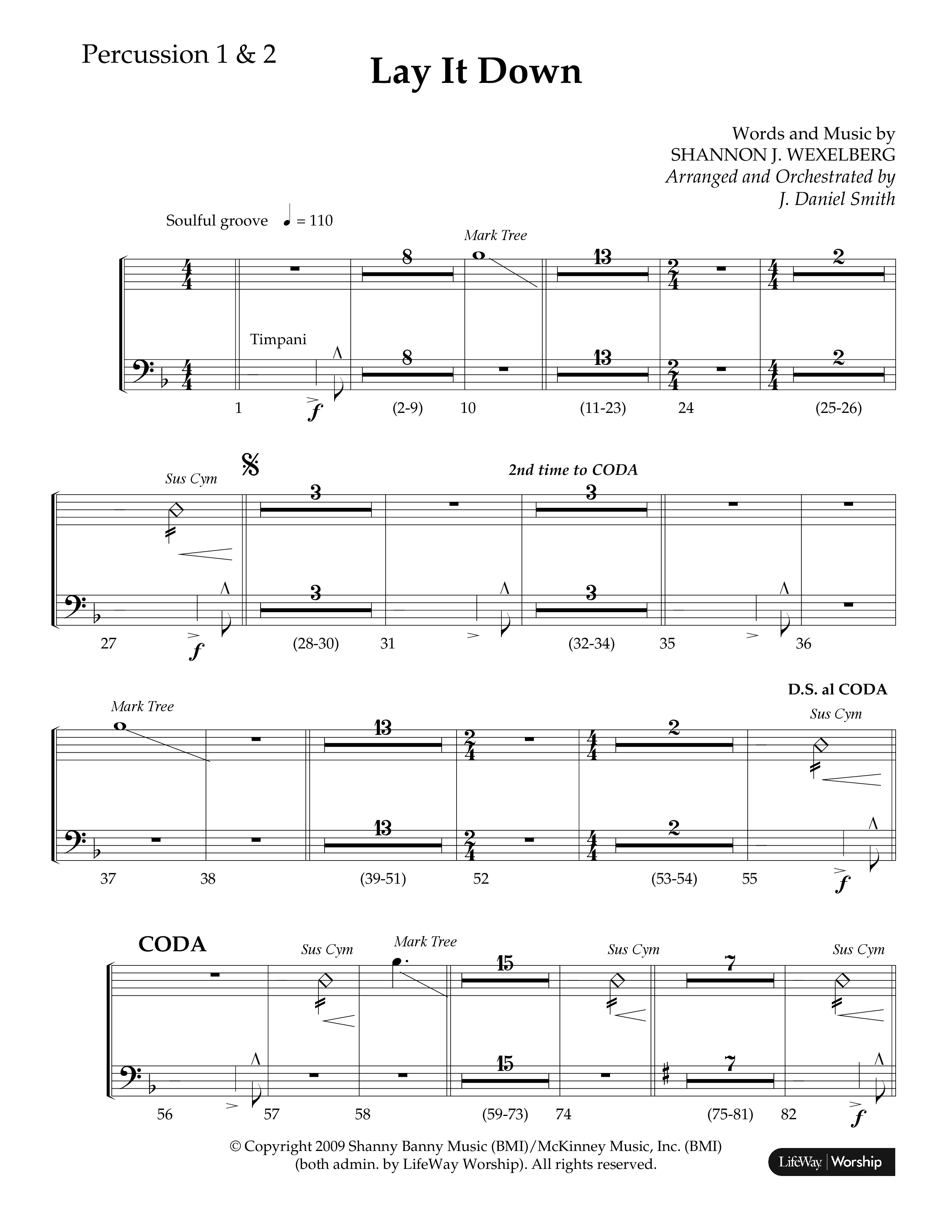 Lay It Down (Choral Anthem SATB) Percussion 1/2 (Lifeway Choral / Arr. J. Daniel Smith)