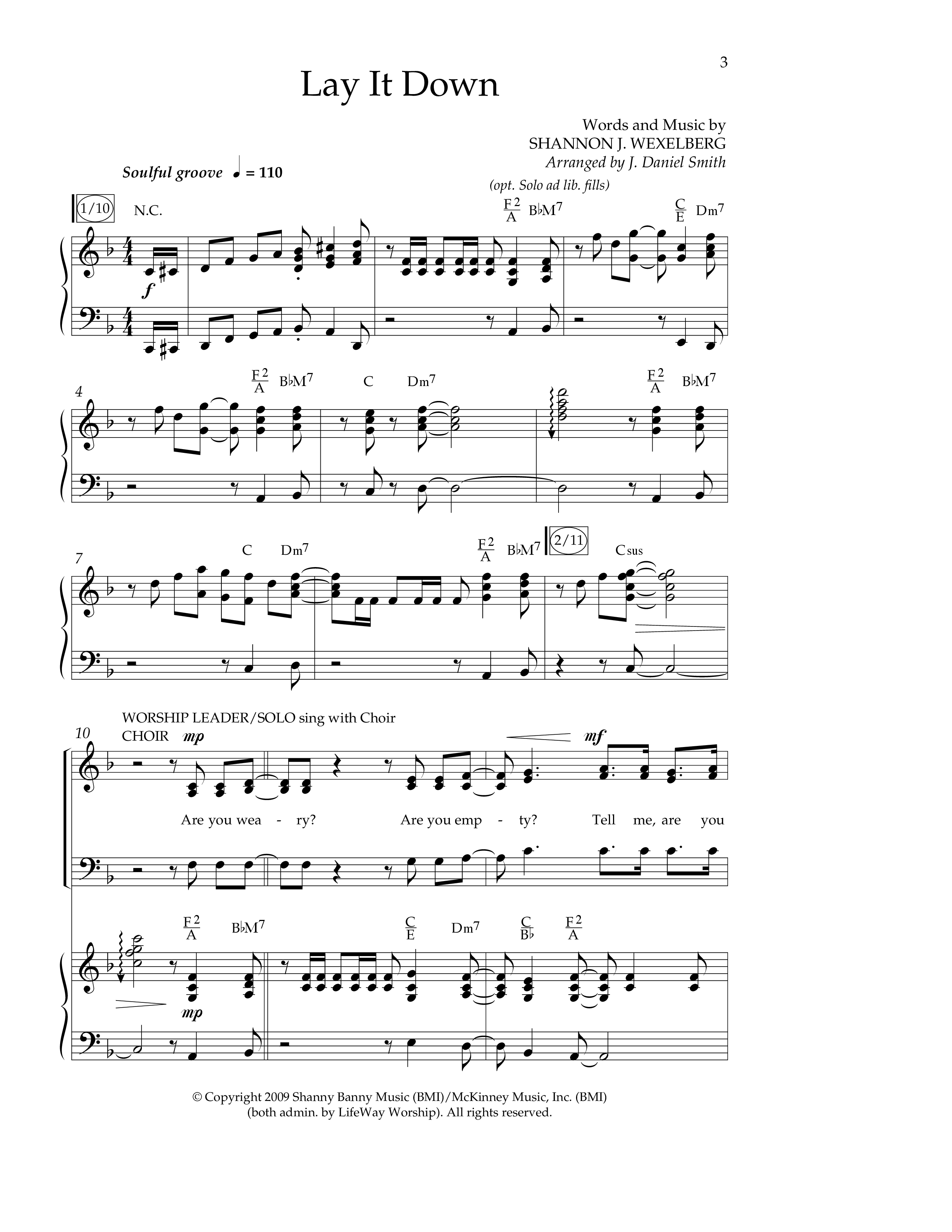 Lay It Down (Choral Anthem SATB) Anthem (SATB/Piano) (Lifeway Choral / Arr. J. Daniel Smith)