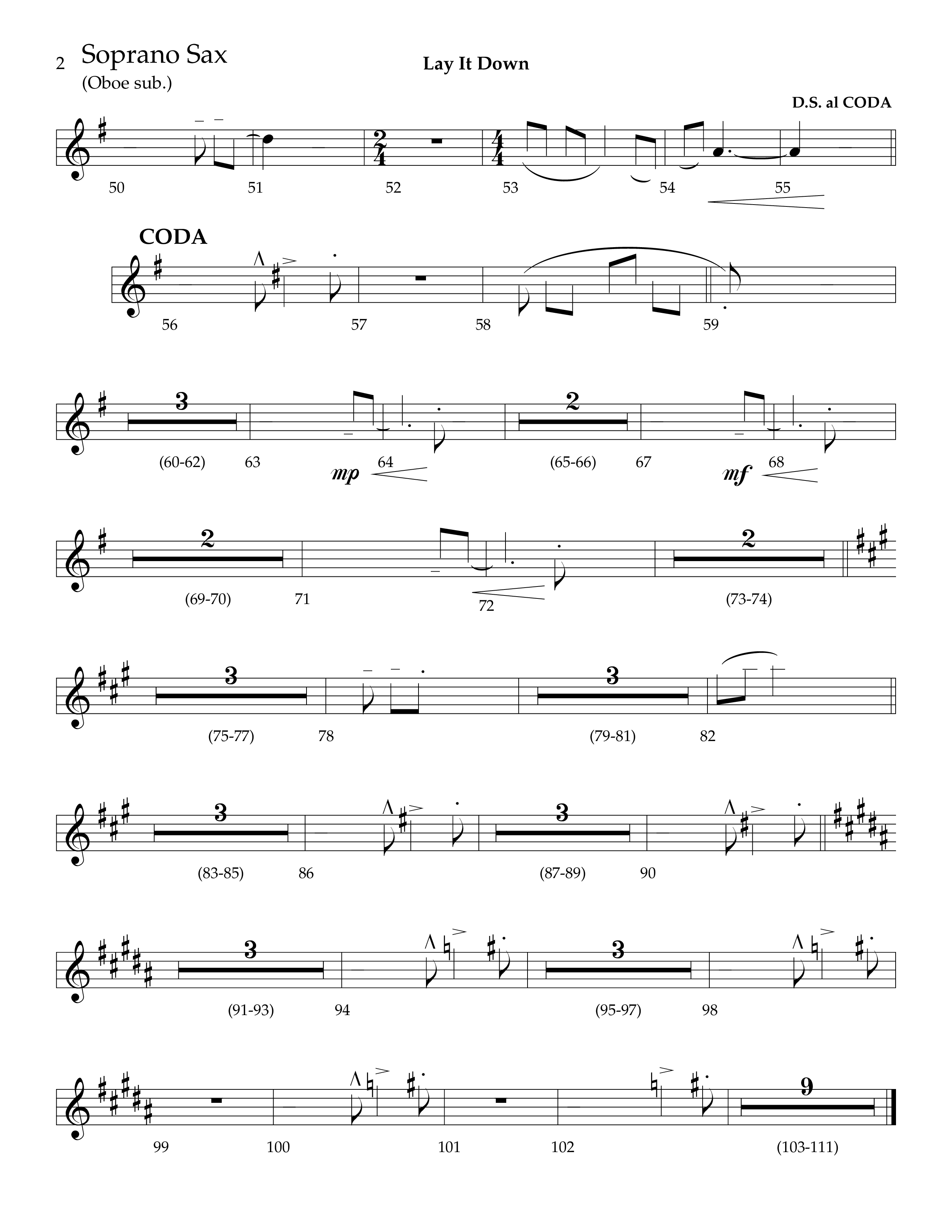 Lay It Down (Choral Anthem SATB) Soprano Sax (Lifeway Choral / Arr. J. Daniel Smith)
