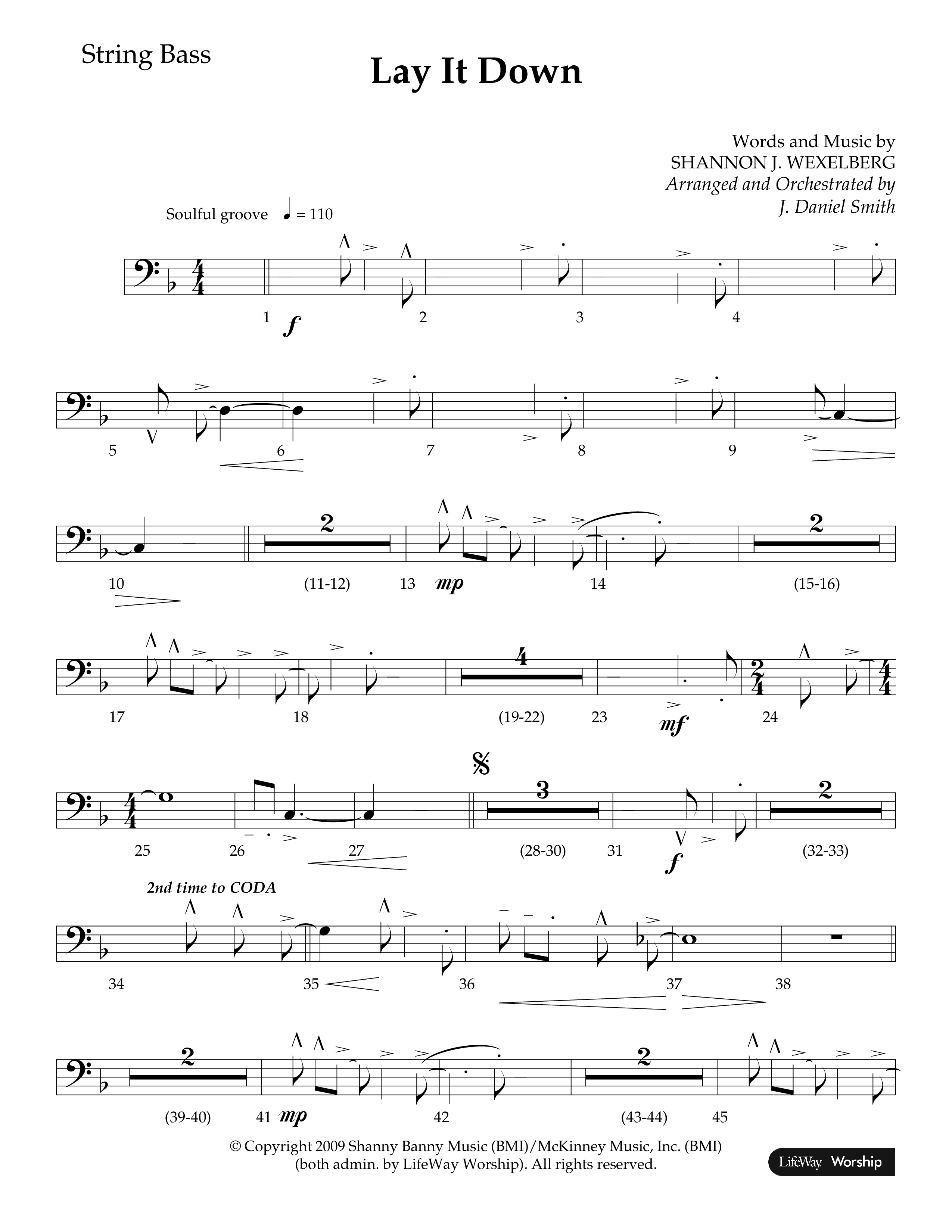 Lay It Down (Choral Anthem SATB) String Bass (Lifeway Choral / Arr. J. Daniel Smith)