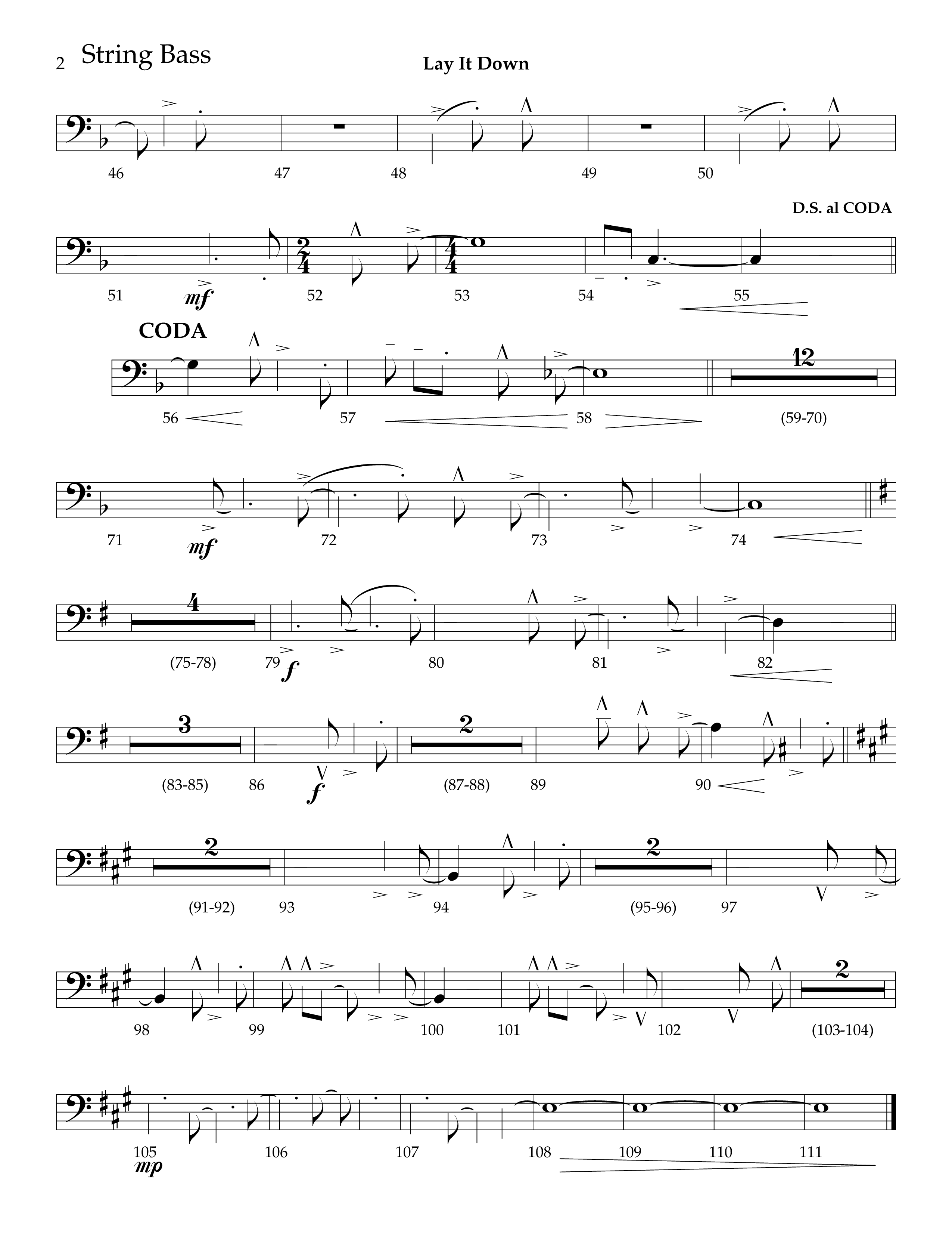 Lay It Down (Choral Anthem SATB) String Bass (Lifeway Choral / Arr. J. Daniel Smith)
