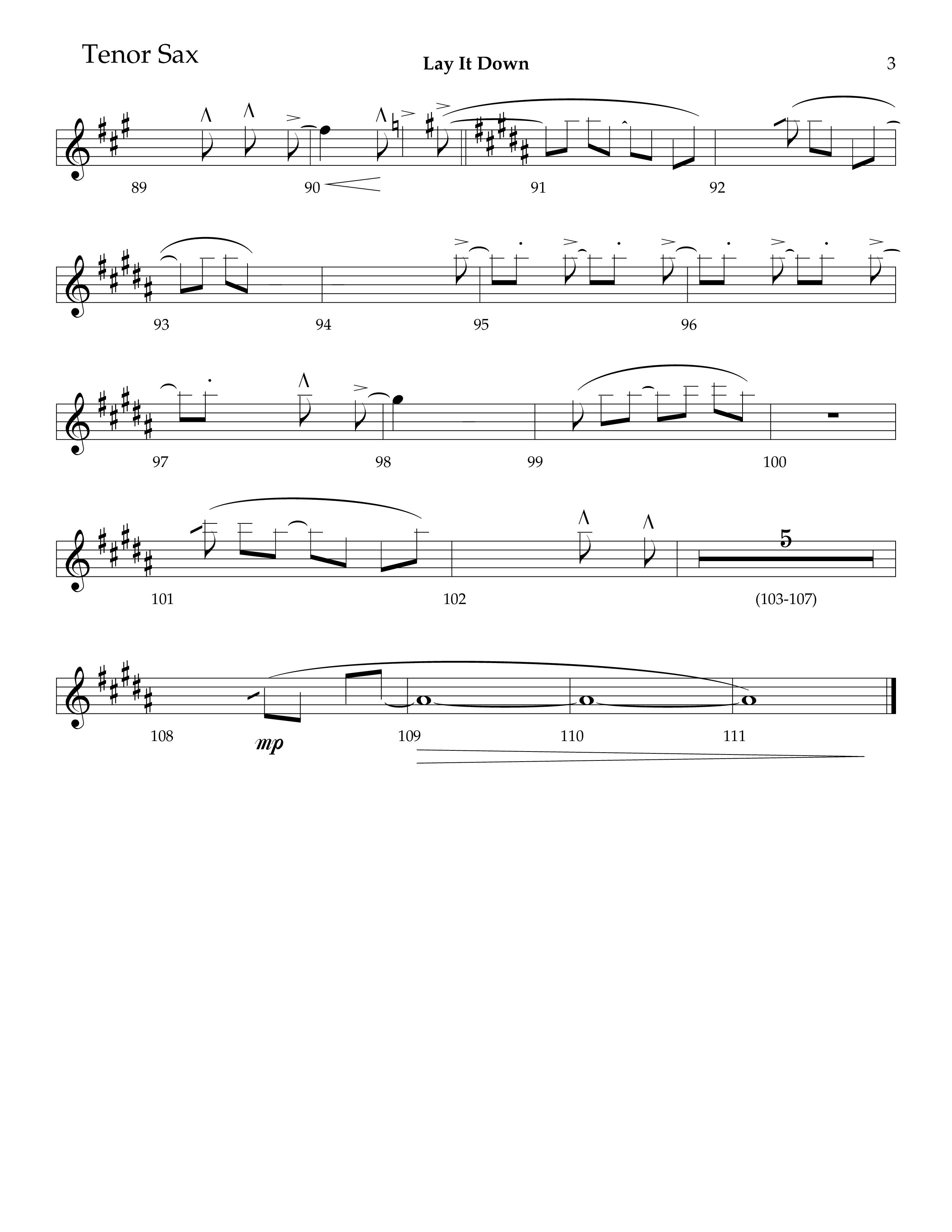Lay It Down (Choral Anthem SATB) Tenor Sax 1 (Lifeway Choral / Arr. J. Daniel Smith)