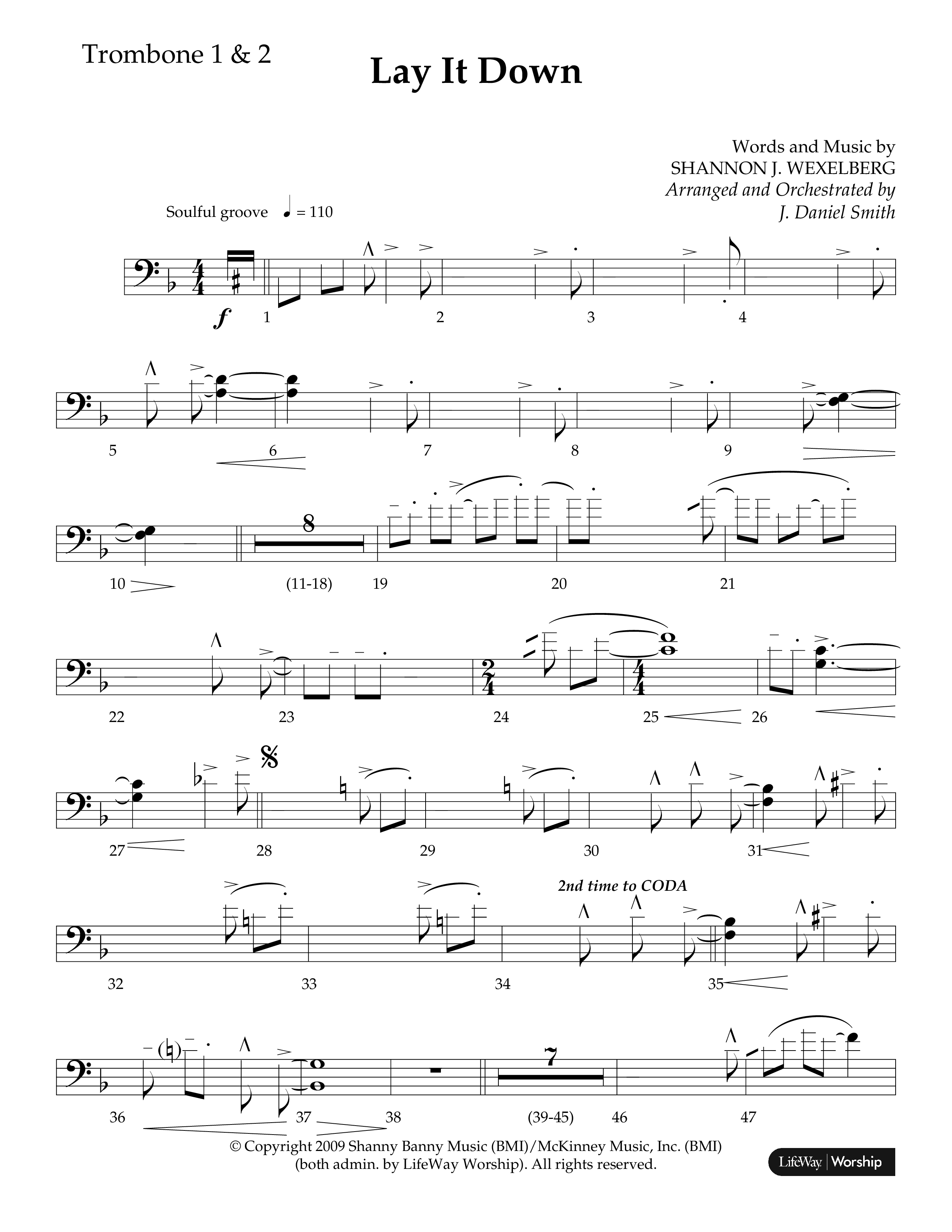 Lay It Down (Choral Anthem SATB) Trombone 1/2 (Lifeway Choral / Arr. J. Daniel Smith)