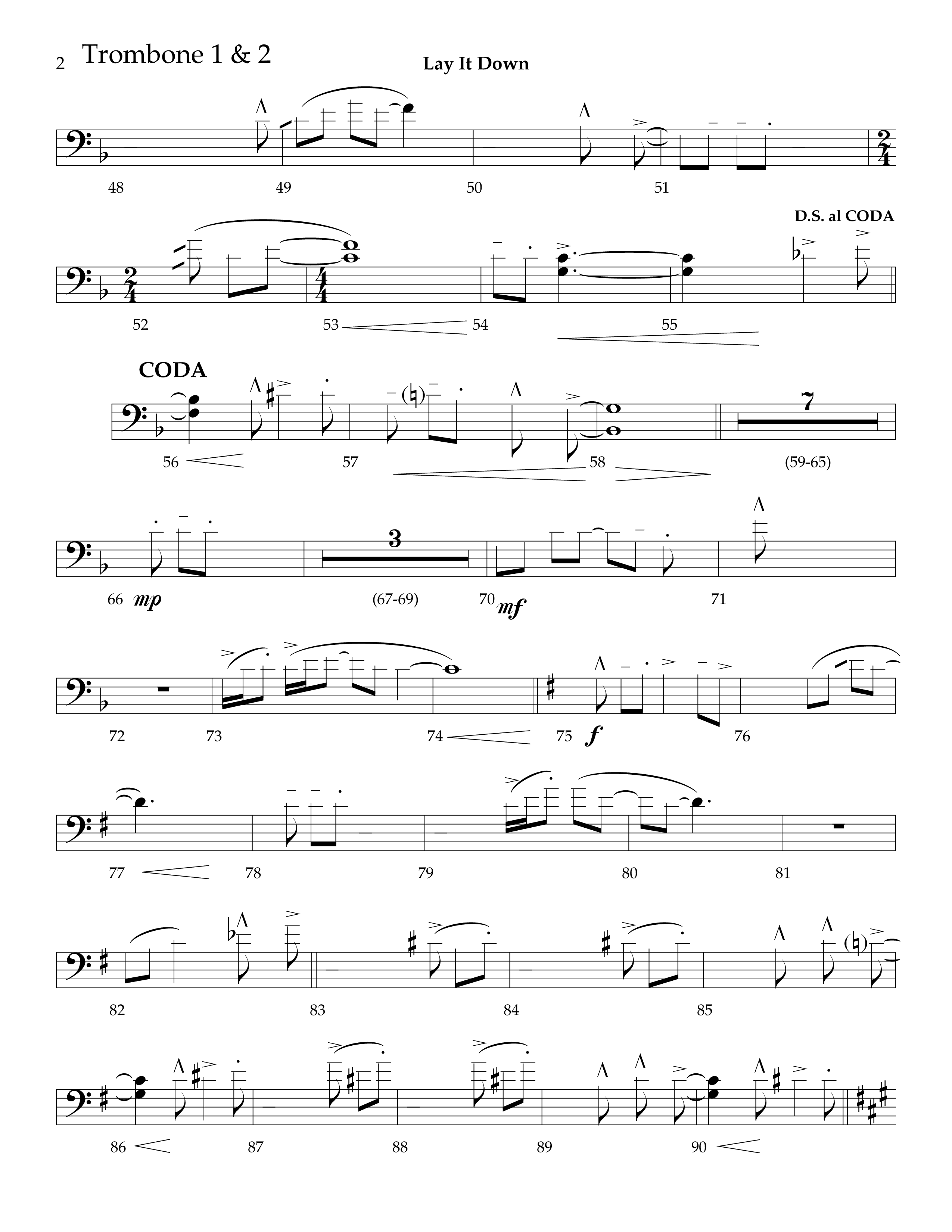 Lay It Down (Choral Anthem SATB) Trombone 1/2 (Lifeway Choral / Arr. J. Daniel Smith)