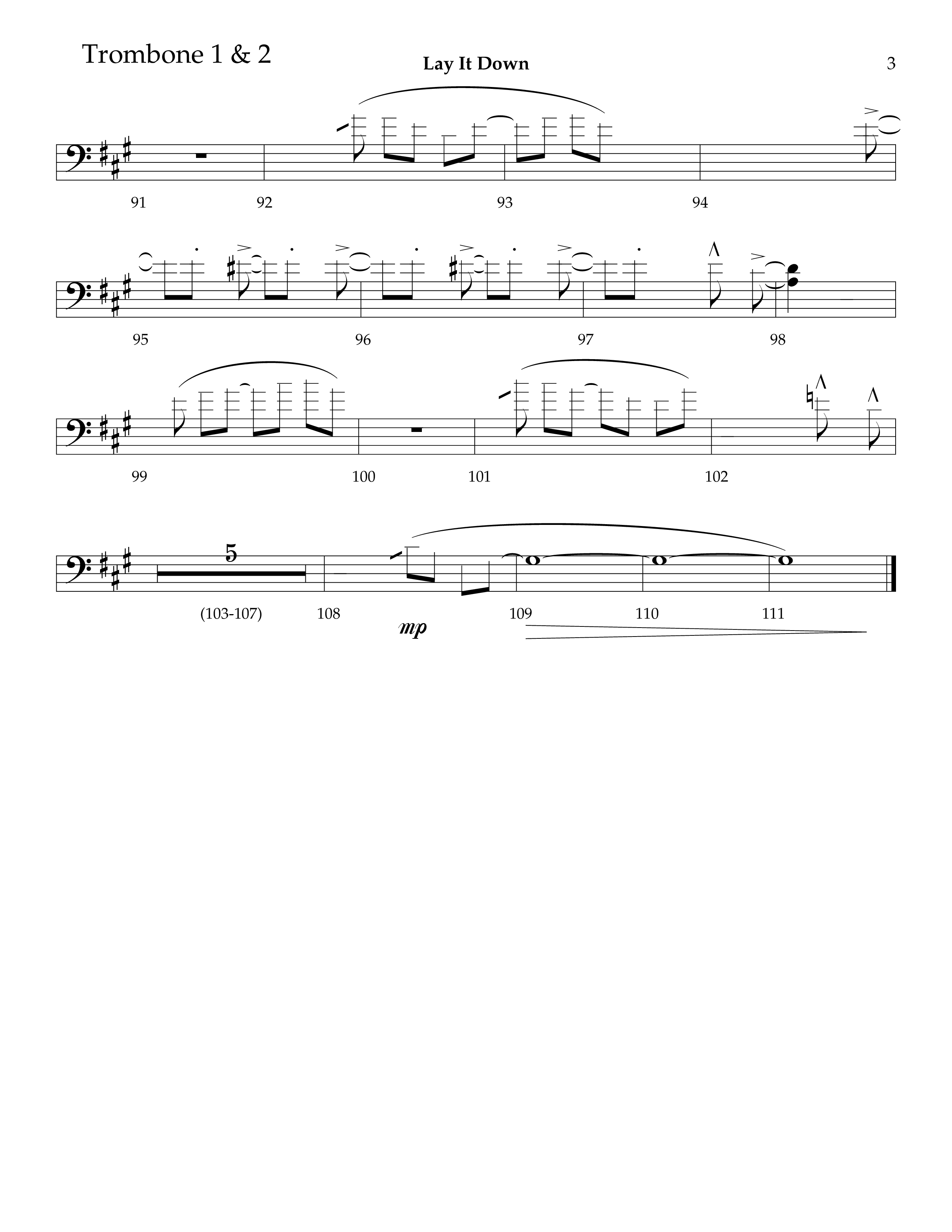 Lay It Down (Choral Anthem SATB) Trombone 1/2 (Lifeway Choral / Arr. J. Daniel Smith)