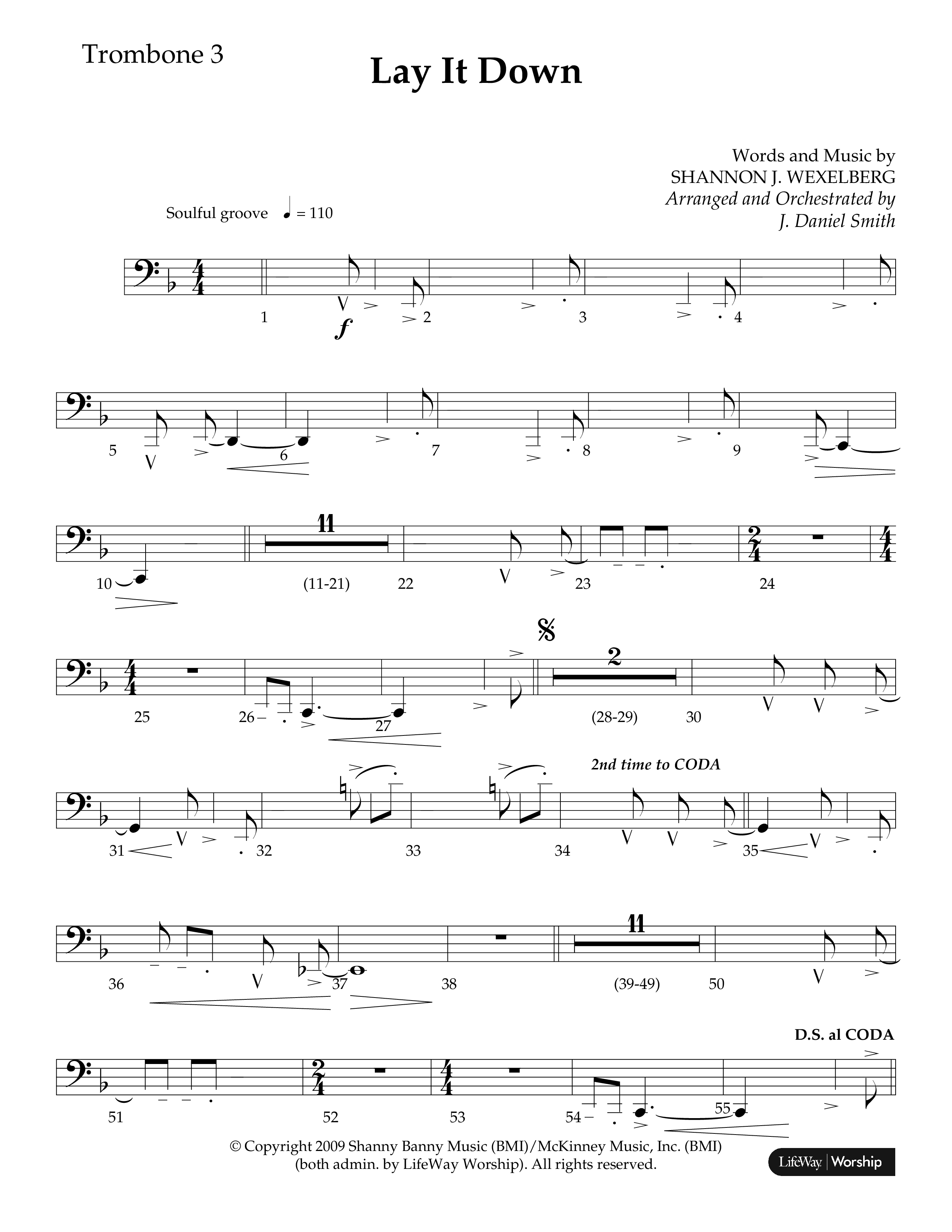Lay It Down (Choral Anthem SATB) Trombone 3 (Lifeway Choral / Arr. J. Daniel Smith)