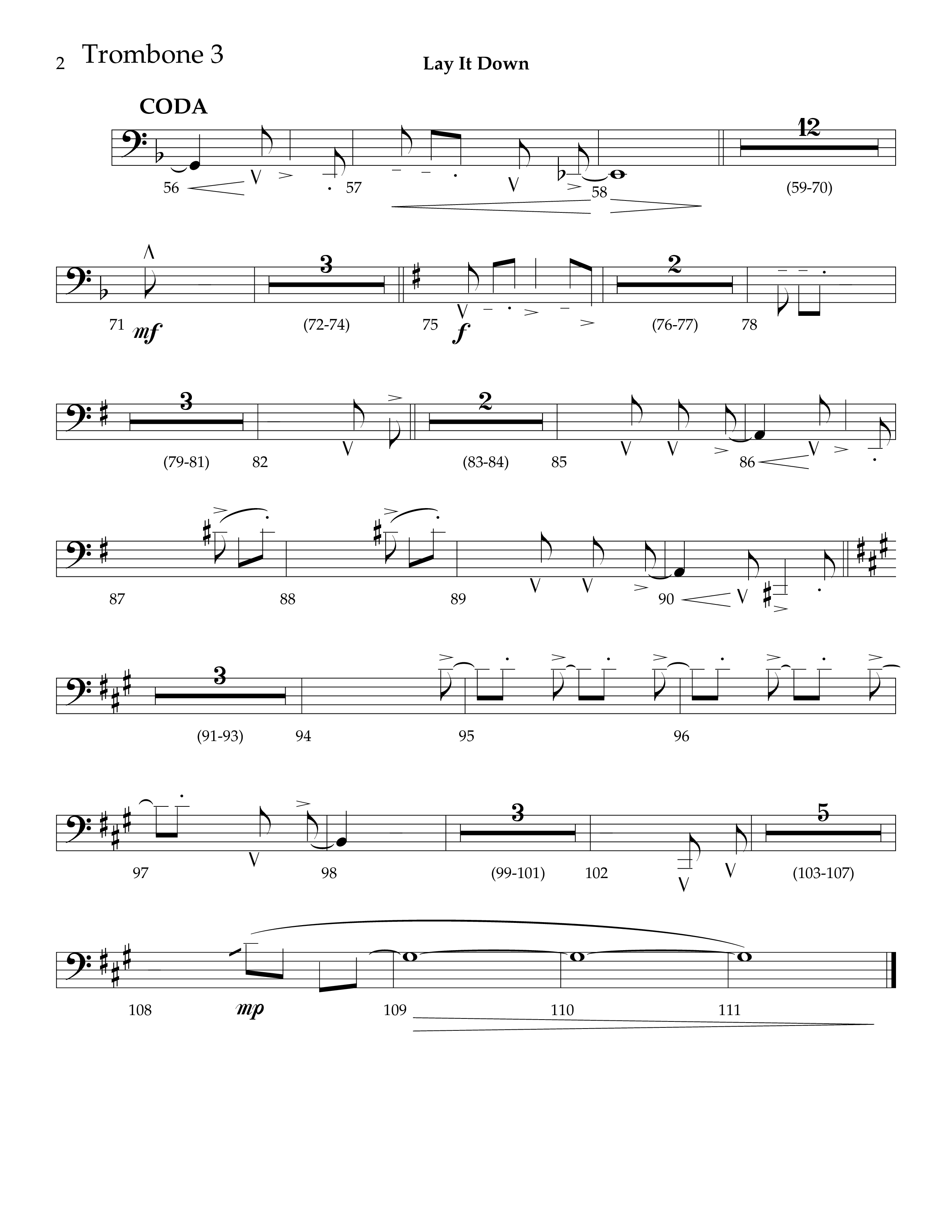 Lay It Down (Choral Anthem SATB) Trombone 3 (Lifeway Choral / Arr. J. Daniel Smith)