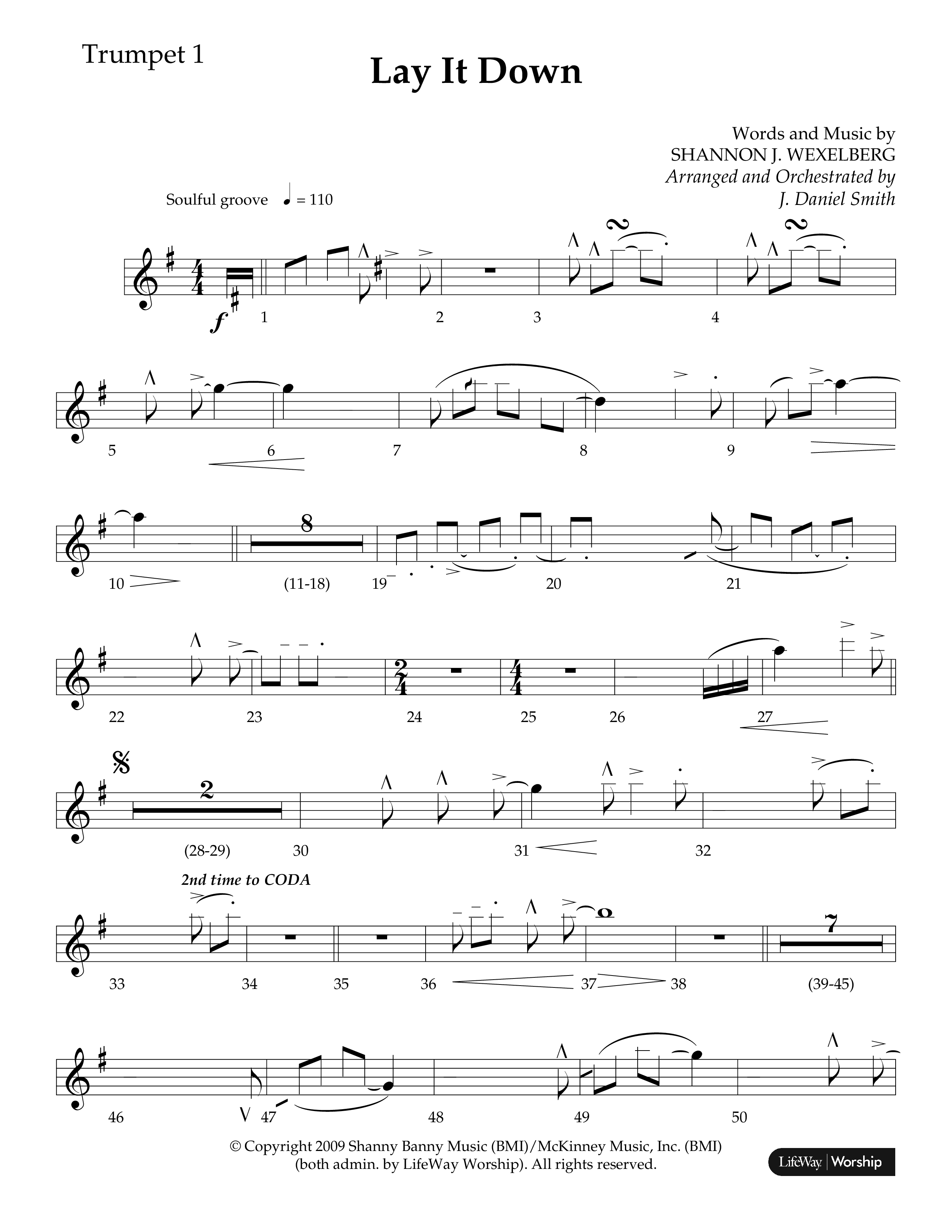Lay It Down (Choral Anthem SATB) Trumpet 1 (Lifeway Choral / Arr. J. Daniel Smith)