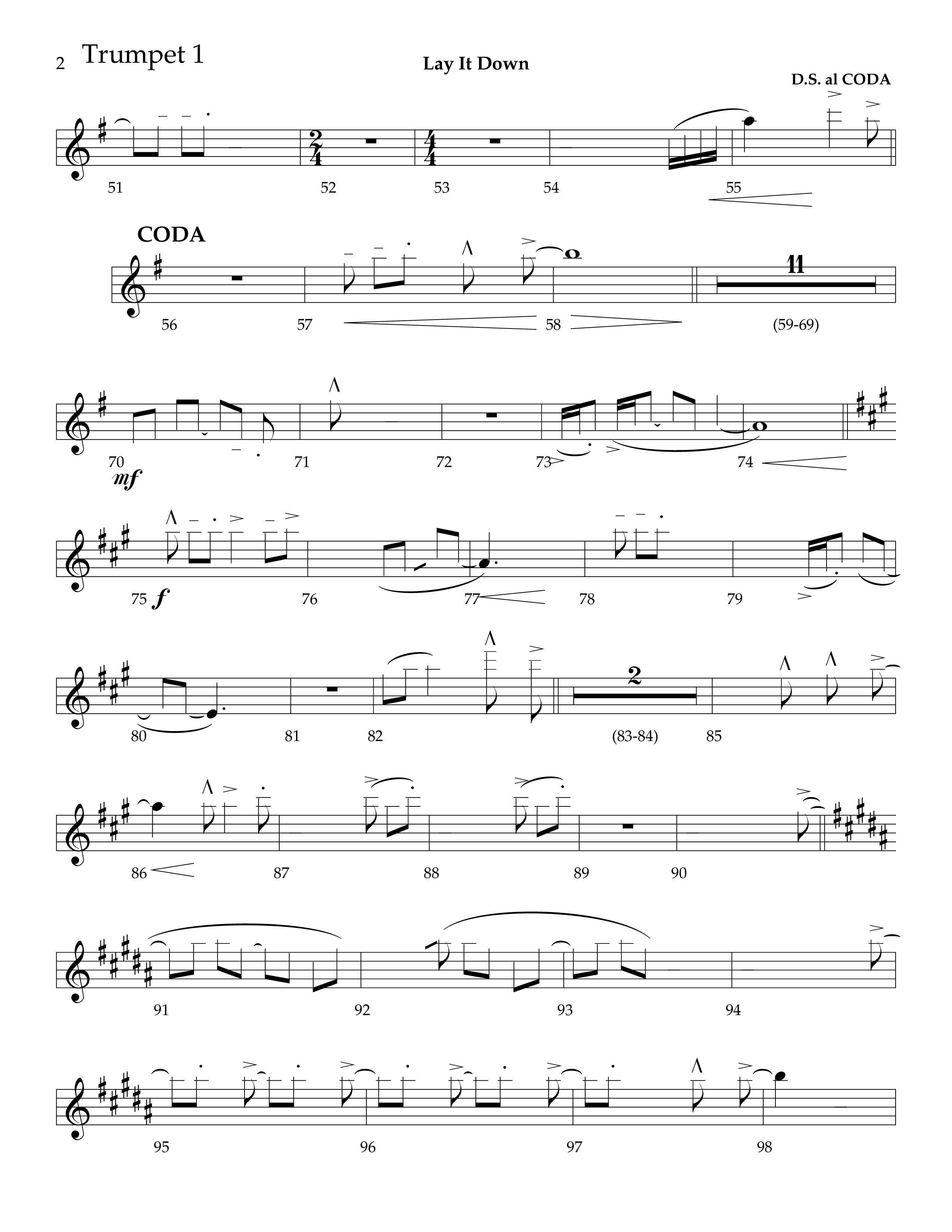 Lay It Down (Choral Anthem SATB) Trumpet 1 (Lifeway Choral / Arr. J. Daniel Smith)
