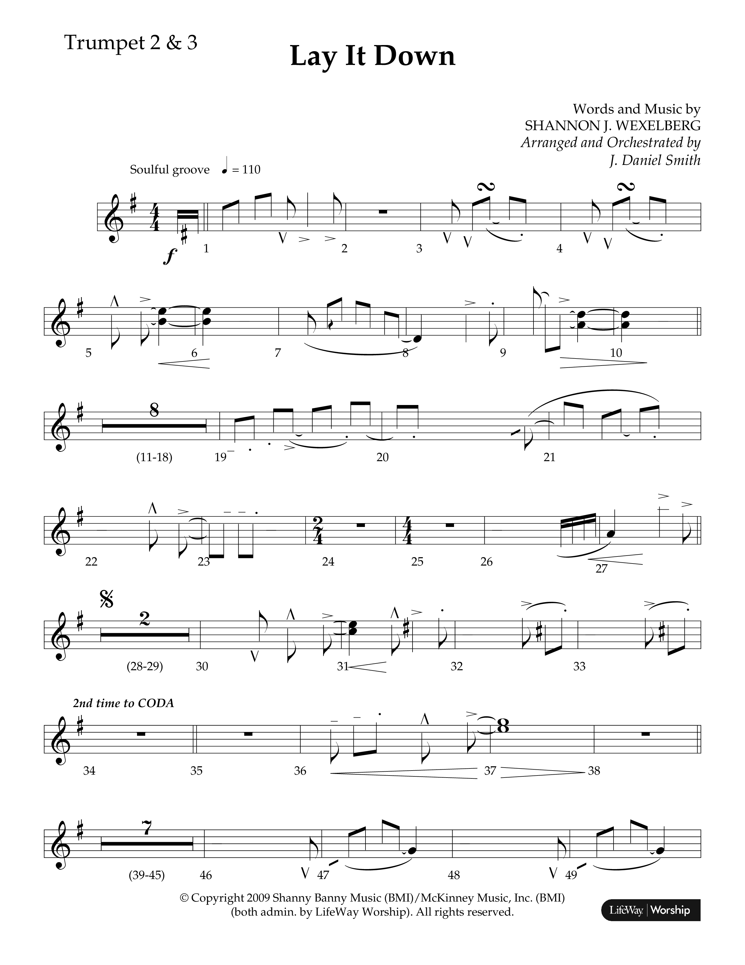 Lay It Down (Choral Anthem SATB) Trumpet 2/3 (Lifeway Choral / Arr. J. Daniel Smith)