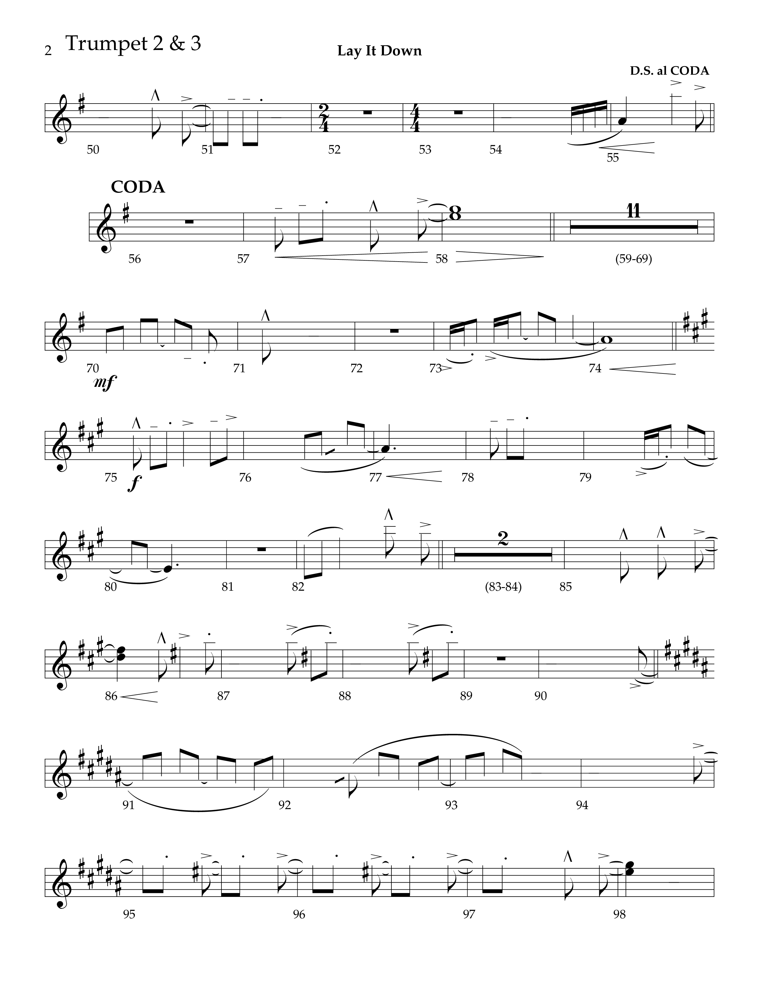 Lay It Down (Choral Anthem SATB) Trumpet 2/3 (Lifeway Choral / Arr. J. Daniel Smith)