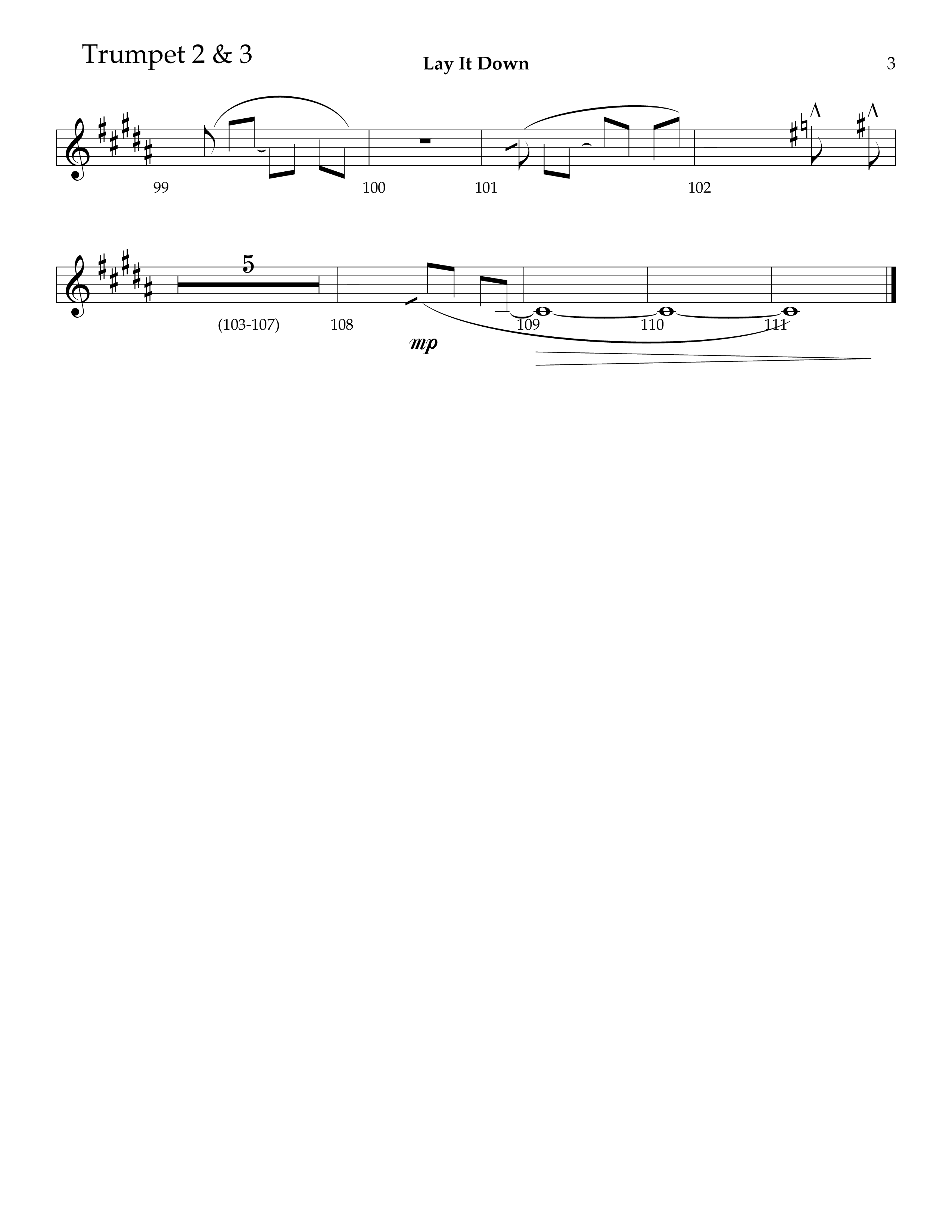 Lay It Down (Choral Anthem SATB) Trumpet 2/3 (Lifeway Choral / Arr. J. Daniel Smith)
