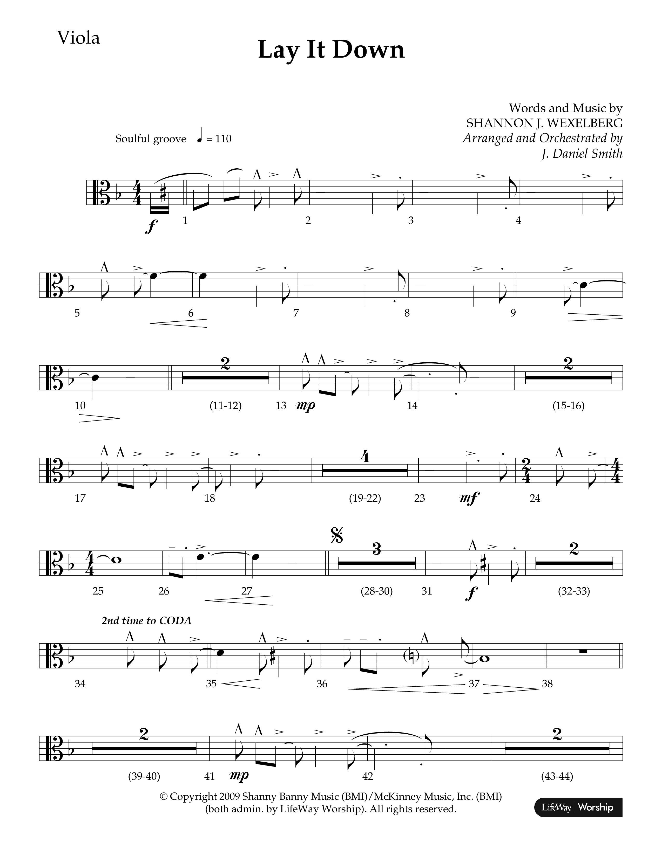 Lay It Down (Choral Anthem SATB) Viola (Lifeway Choral / Arr. J. Daniel Smith)