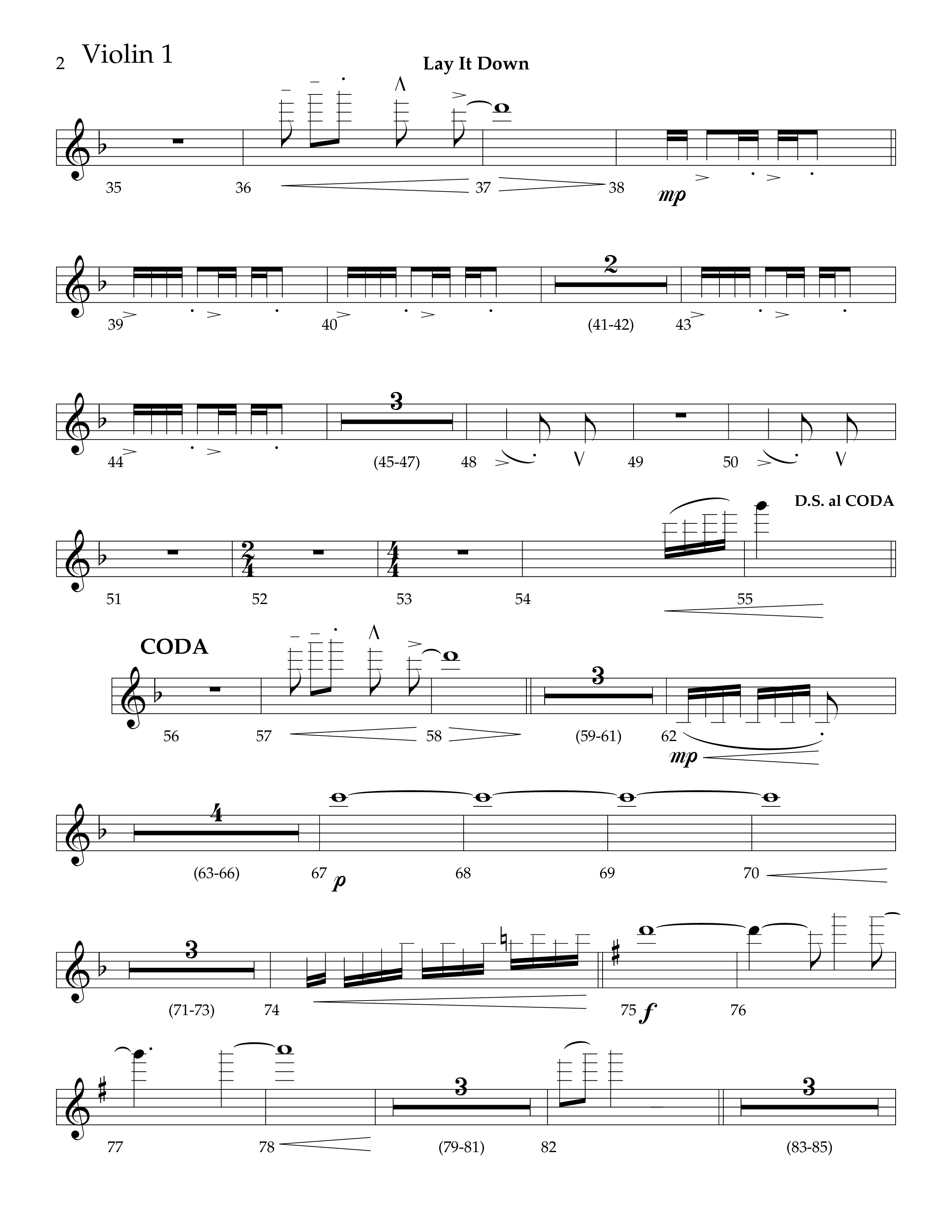Lay It Down (Choral Anthem SATB) Violin 1 (Lifeway Choral / Arr. J. Daniel Smith)
