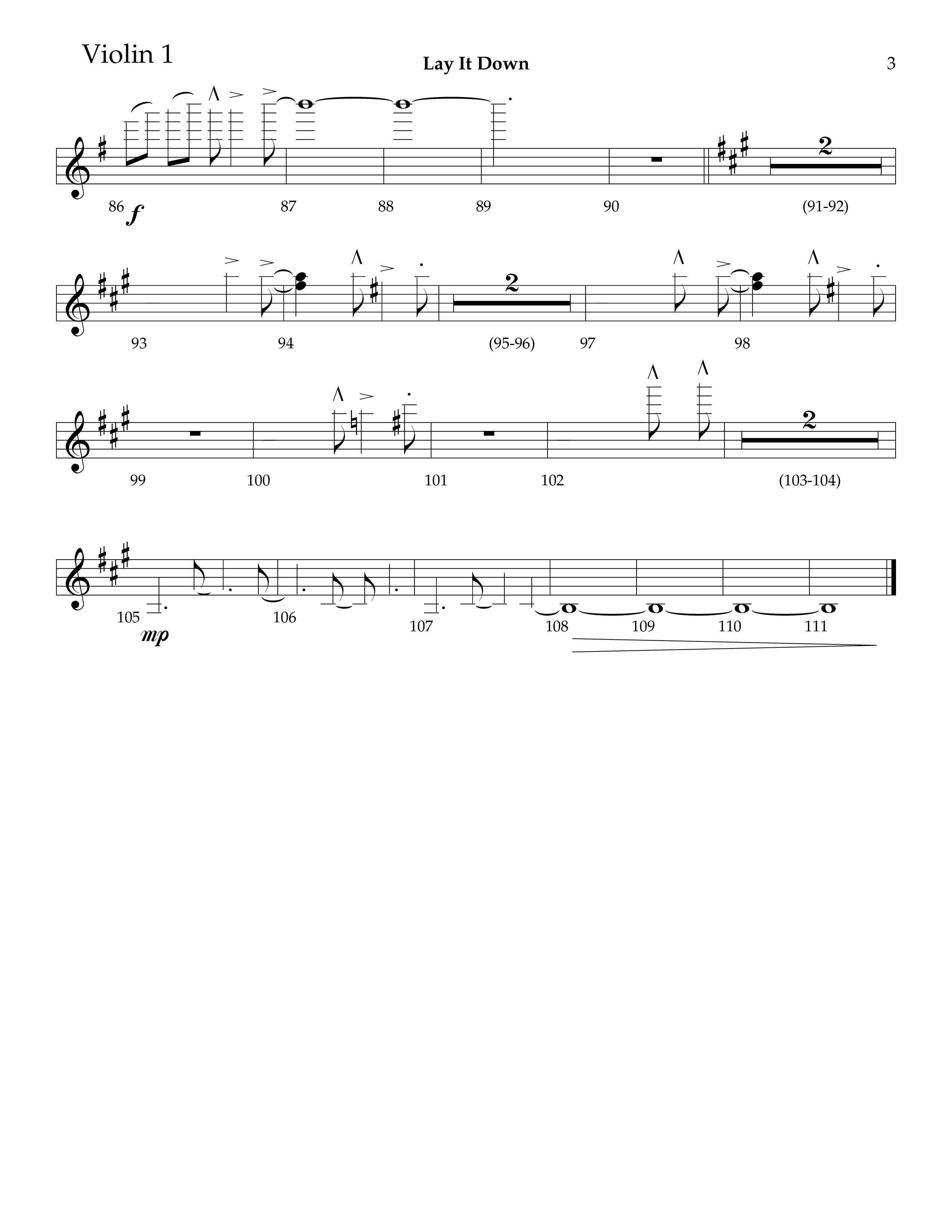 Lay It Down (Choral Anthem SATB) Violin 1 (Lifeway Choral / Arr. J. Daniel Smith)