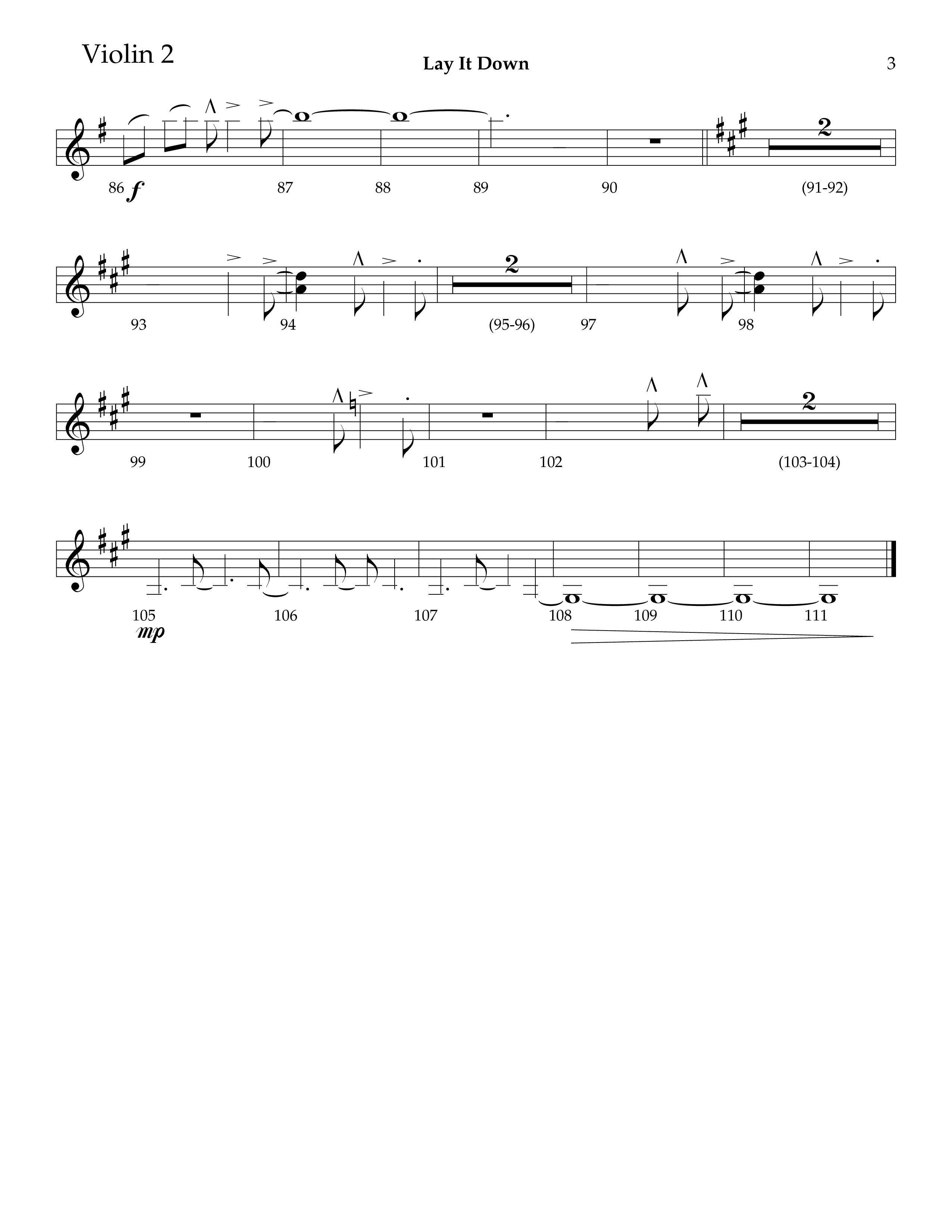 Lay It Down (Choral Anthem SATB) Violin 2 (Lifeway Choral / Arr. J. Daniel Smith)