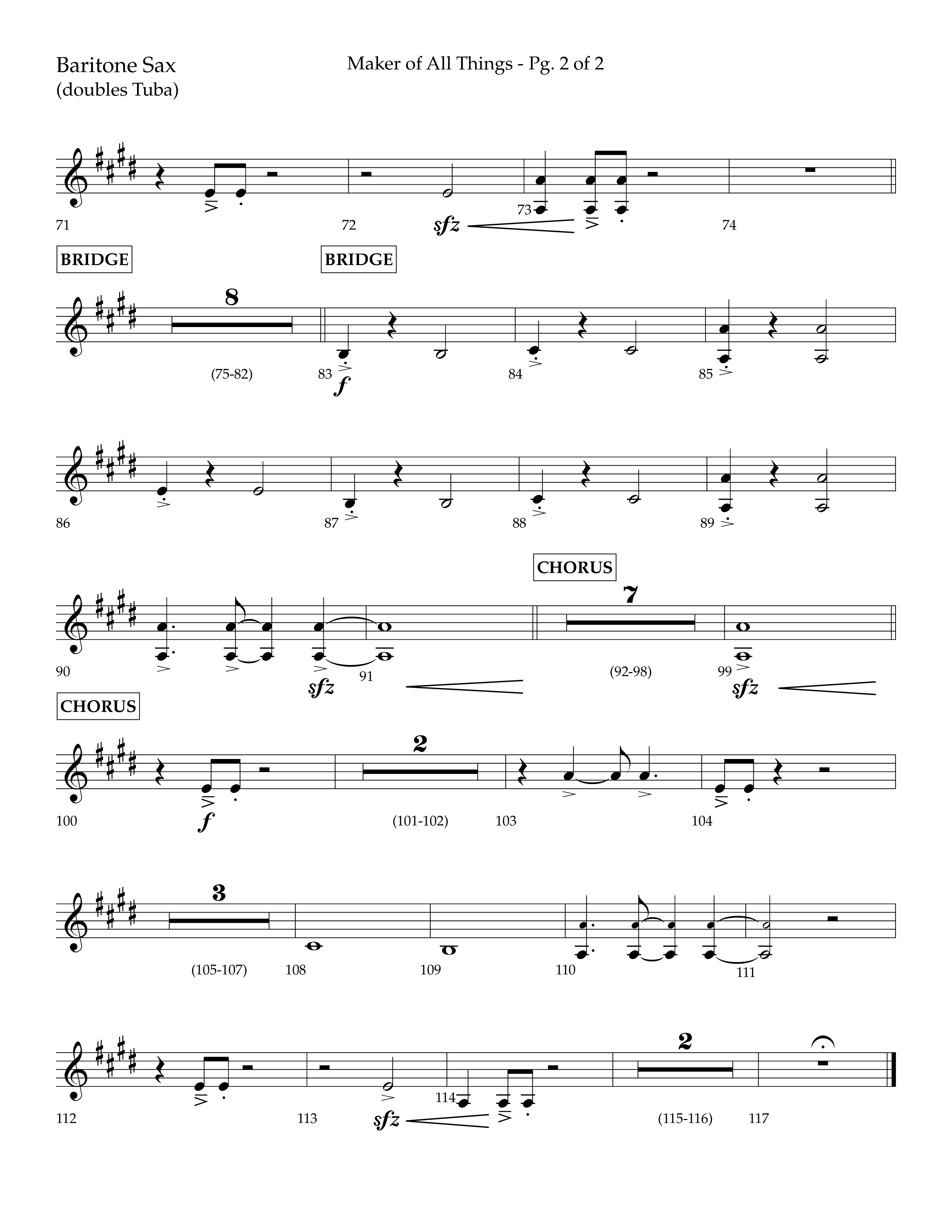 Maker Of All Things (Choral Anthem SATB) Bari Sax (Lifeway Choral / Arr. Eric Belvin / Arr. Don Koch)