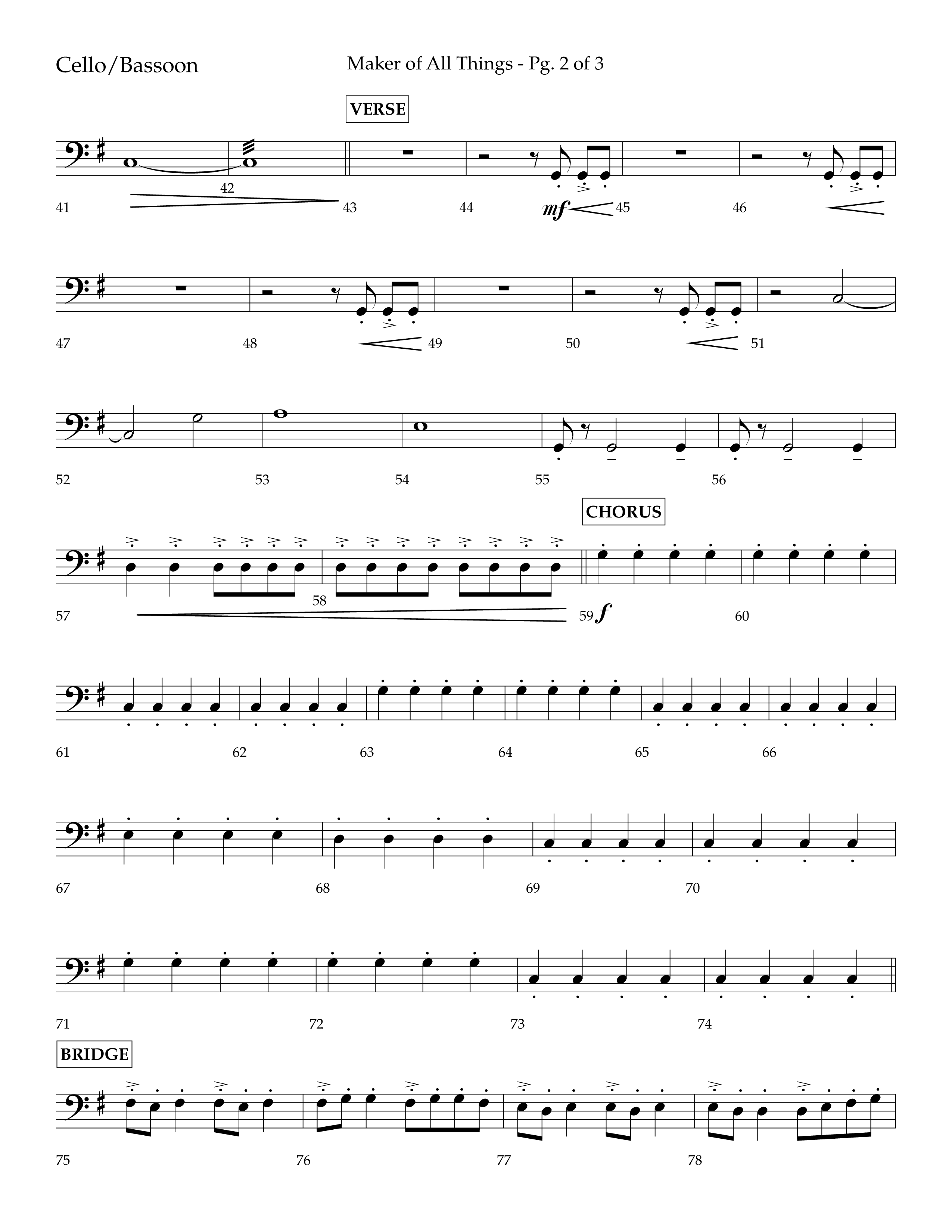 Maker Of All Things (Choral Anthem SATB) Cello (Lifeway Choral / Arr. Eric Belvin / Arr. Don Koch)