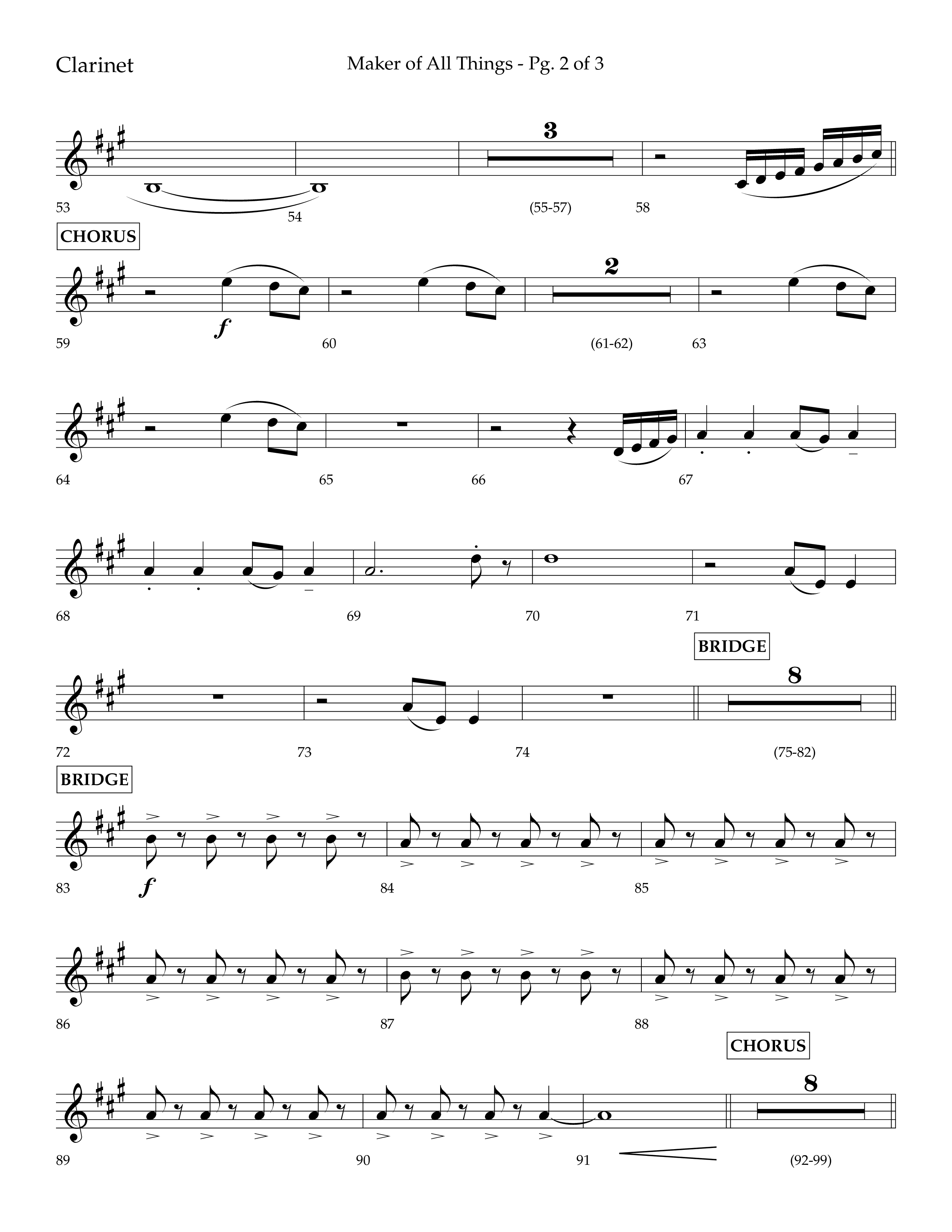 Maker Of All Things (Choral Anthem SATB) Clarinet 1/2 (Lifeway Choral / Arr. Eric Belvin / Arr. Don Koch)