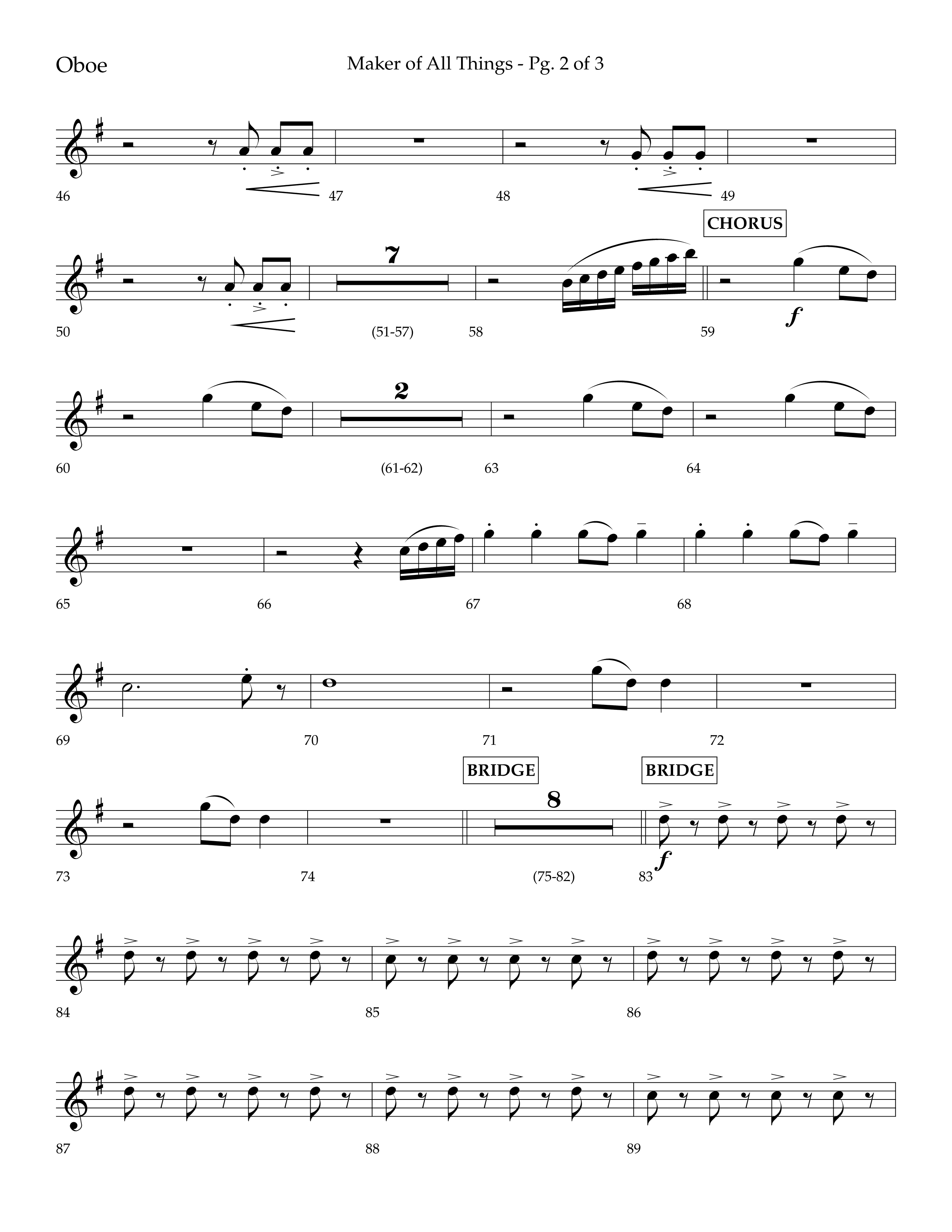 Maker Of All Things (Choral Anthem SATB) Oboe (Lifeway Choral / Arr. Eric Belvin / Arr. Don Koch)