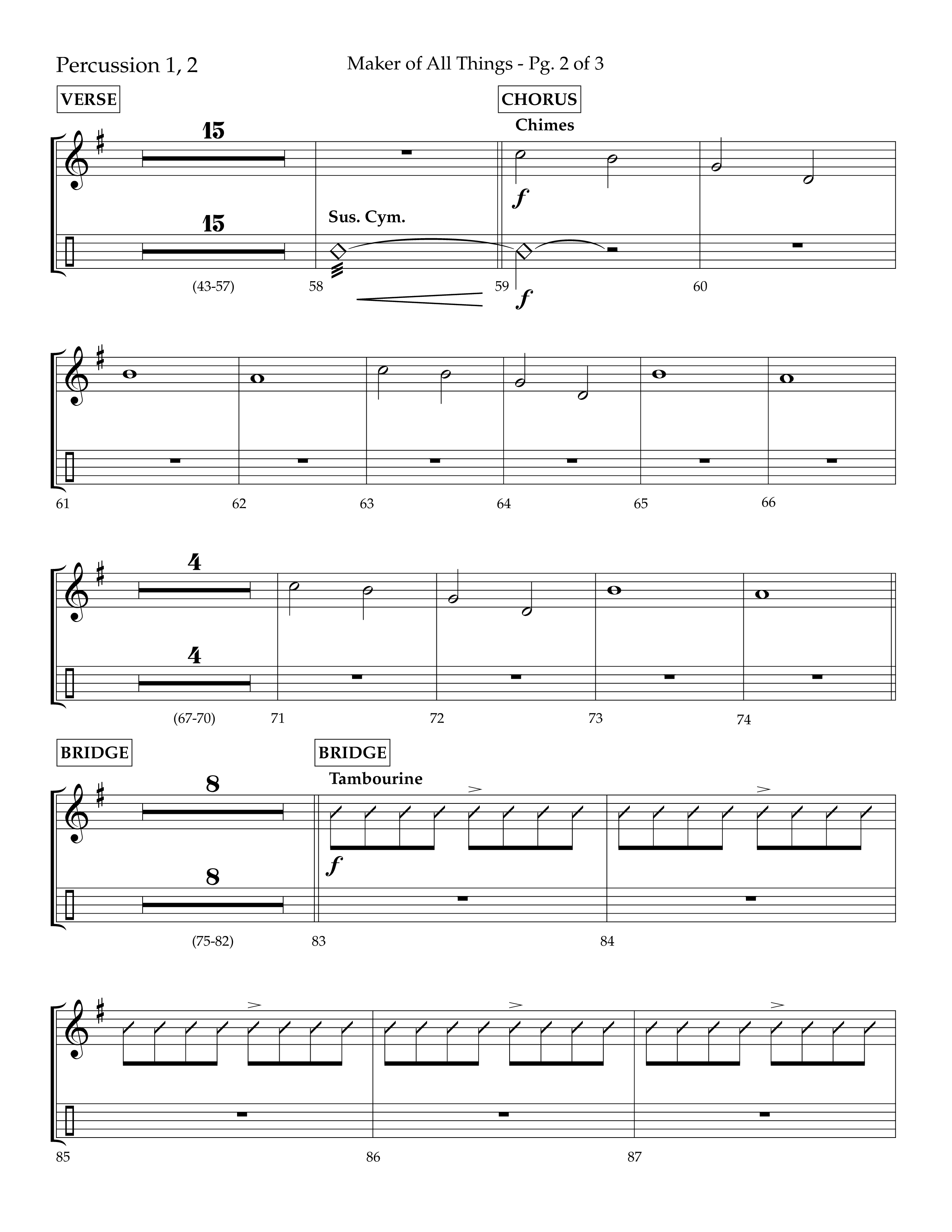Maker Of All Things (Choral Anthem SATB) Percussion 1/2 (Lifeway Choral / Arr. Eric Belvin / Arr. Don Koch)