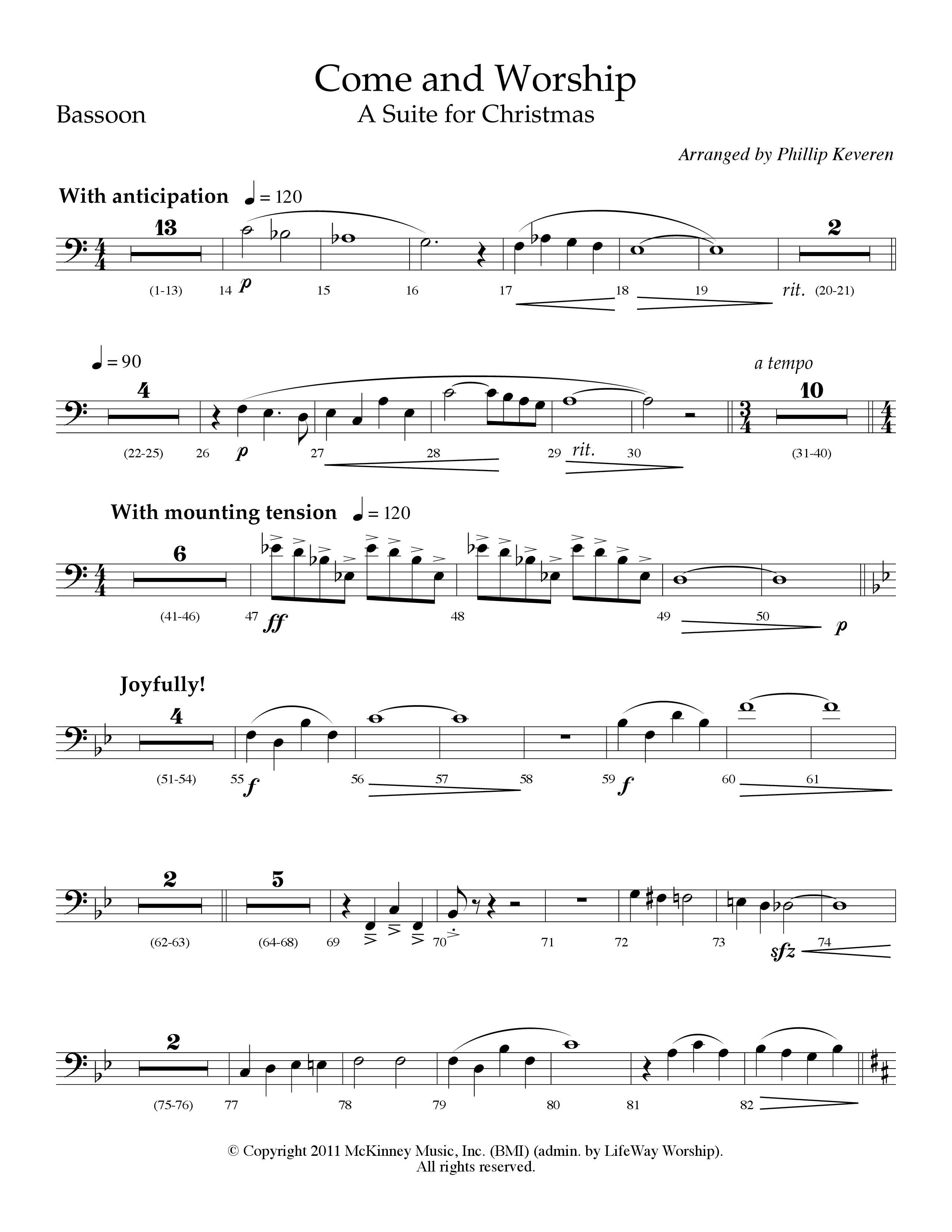 Come And Worship (A Suite For Christmas) (with Angels From The Realms Of Glory, Angels We Have Heard (Choral Anthem SATB) Bassoon (Lifeway Choral / Arr. Phillip Keveren)