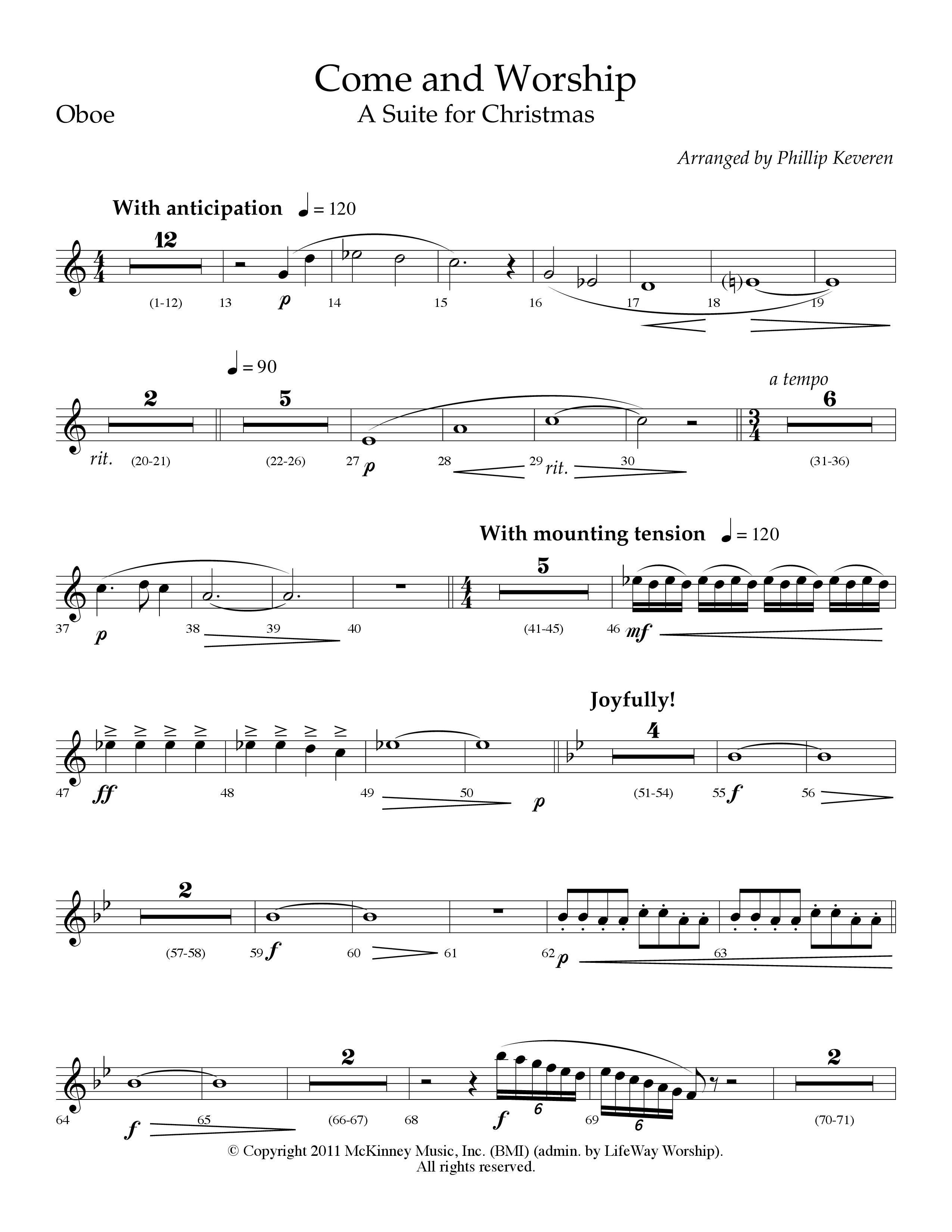 Come And Worship (A Suite For Christmas) (with Angels From The Realms Of Glory, Angels We Have Heard (Choral Anthem SATB) Oboe (Lifeway Choral / Arr. Phillip Keveren)