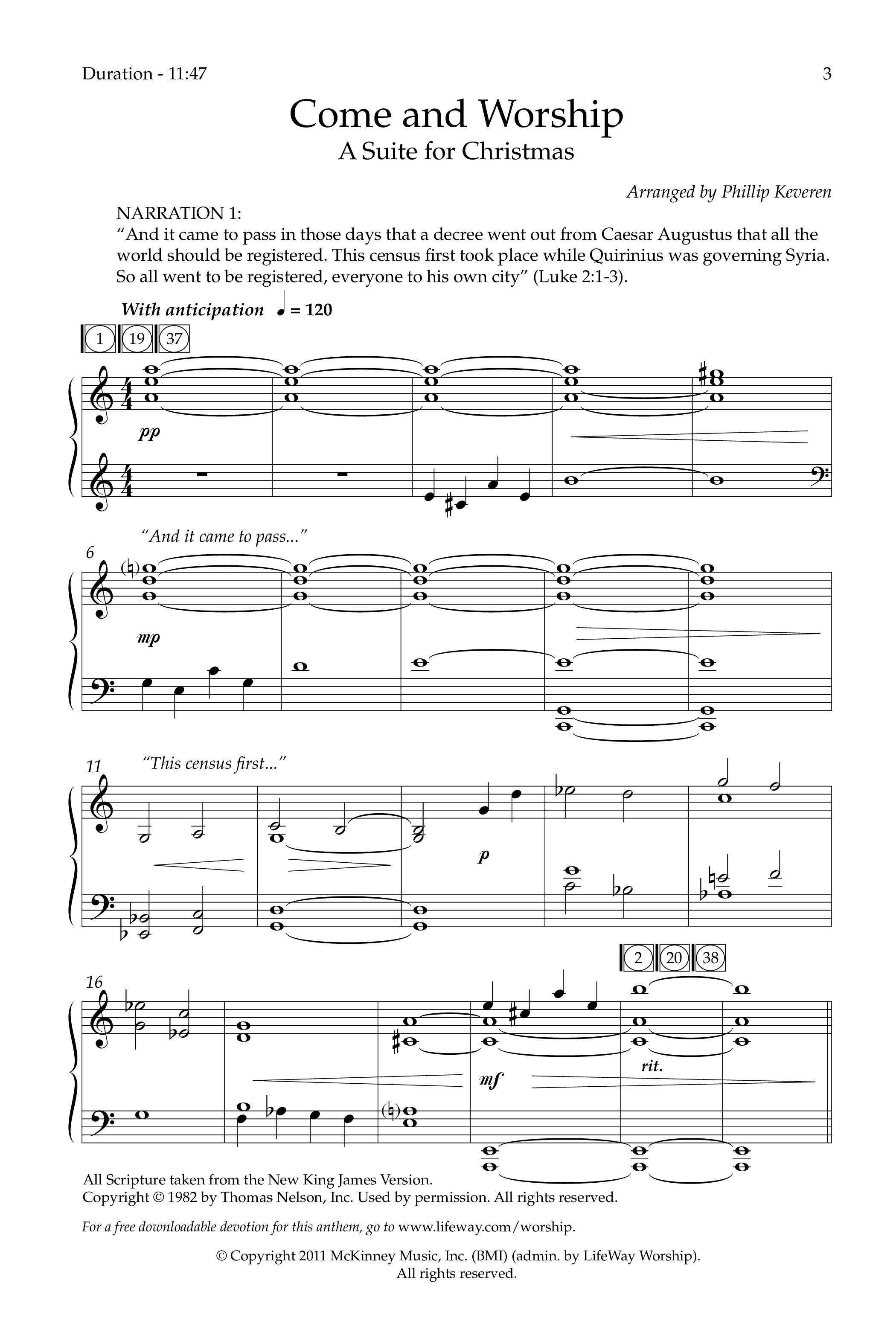 Come And Worship (A Suite For Christmas) (with Angels From The Realms Of Glory, Angels We Have Heard (Choral Anthem SATB) Anthem (SATB/Piano) (Lifeway Choral / Arr. Phillip Keveren)