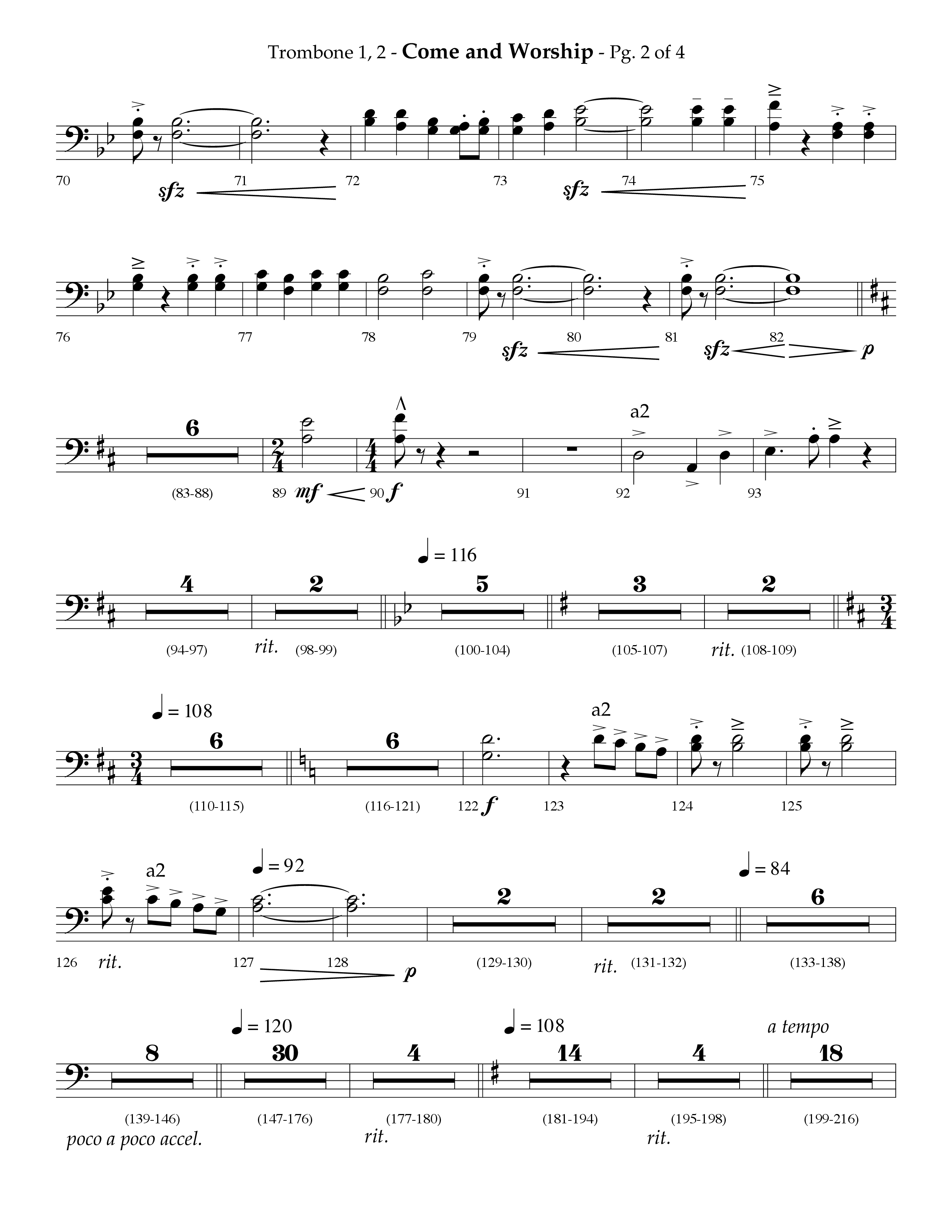 Come And Worship (A Suite For Christmas) (with Angels From The Realms Of Glory, Angels We Have Heard (Choral Anthem SATB) Trombone 1/2 (Lifeway Choral / Arr. Phillip Keveren)